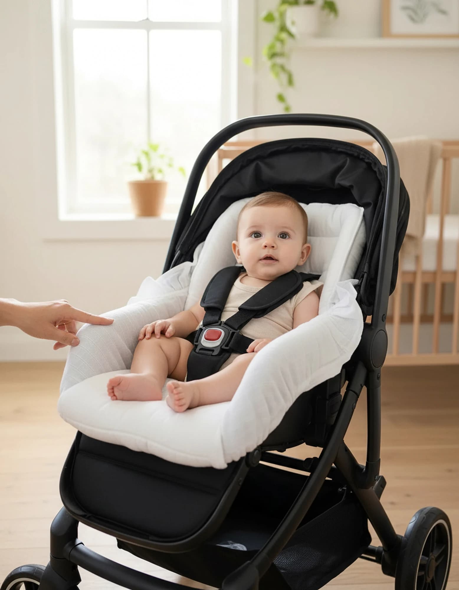 3lu Puset Ortusu/bebek Araba Ortusu - Puset Minderi - Puset Carsafi Beyaz Muslin Firfirli BabyNest görsel 9