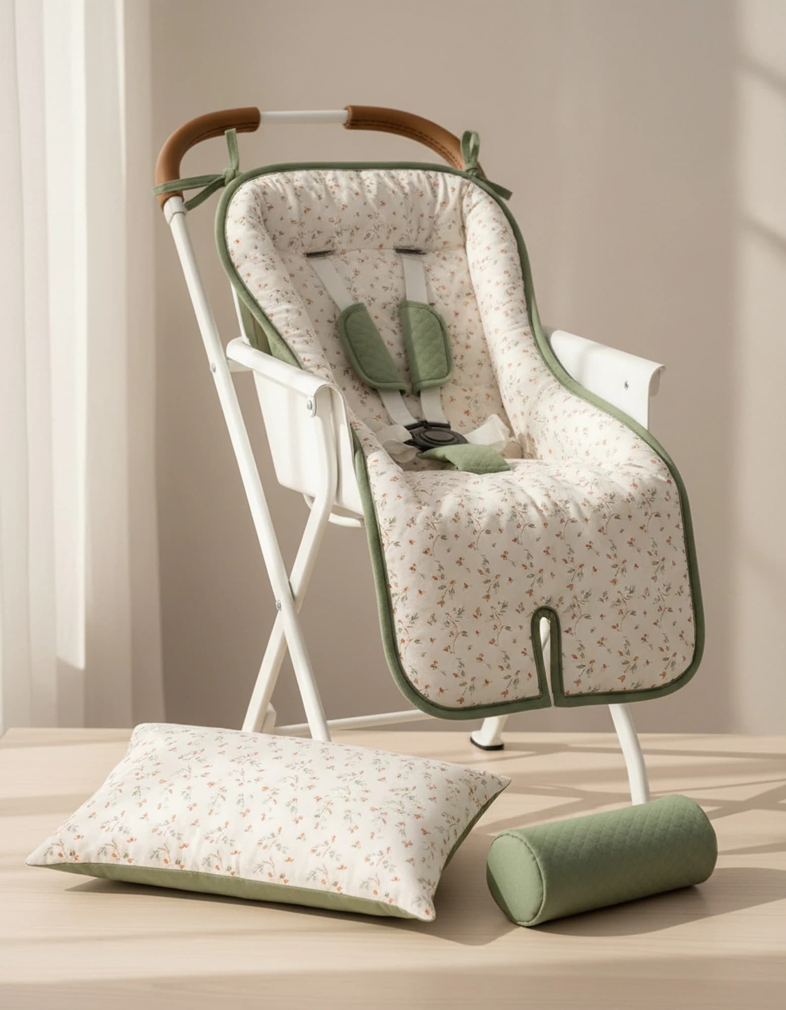 Bel Destekli Araba Minderi Pembe Ve Gri BabyNest görsel 3