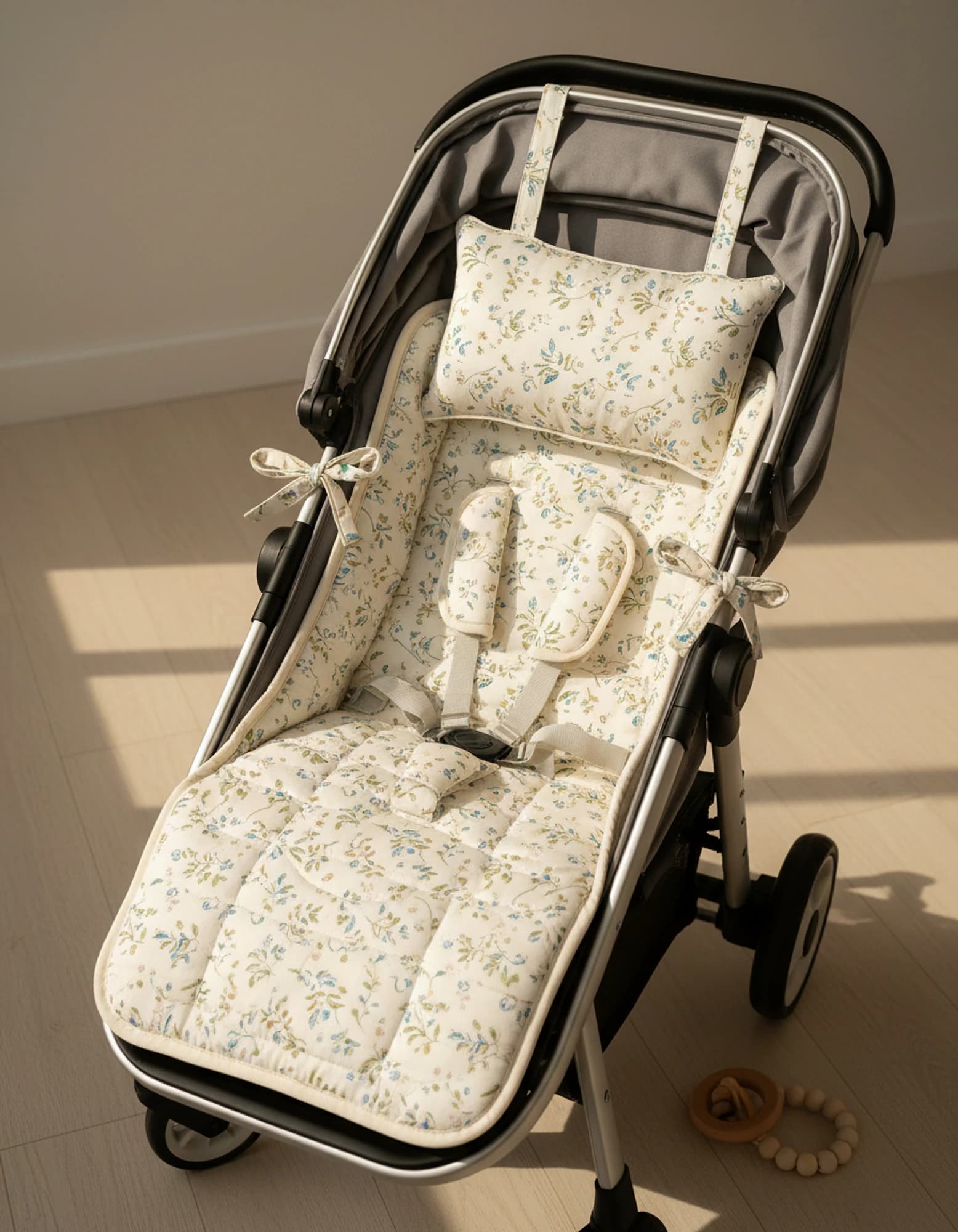 Bel Destekli Araba Minderi Pembe Ve Gri BabyNest görsel 9