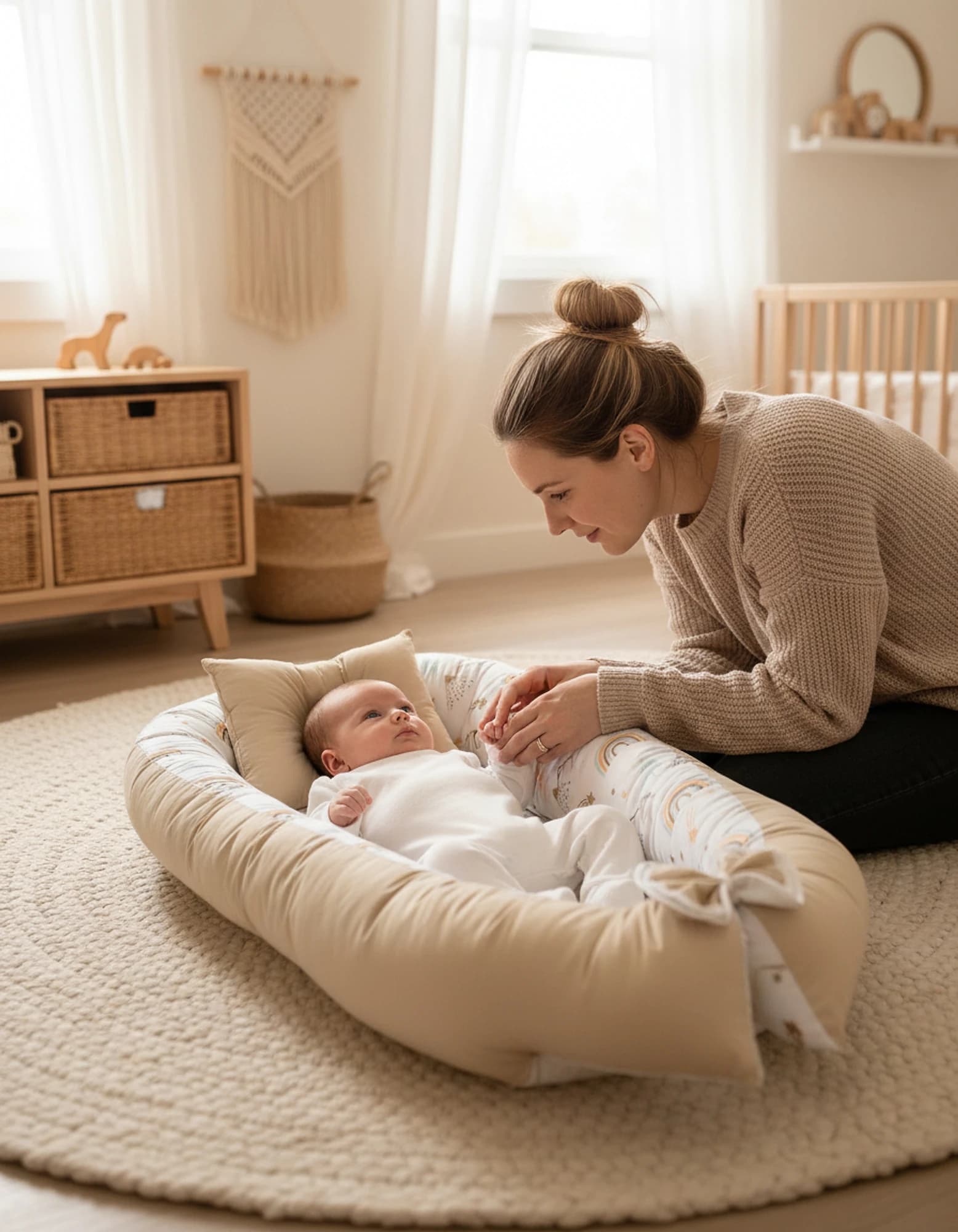 Gökkuşağı Bej Baby Nest ve Ortopedik Yastık