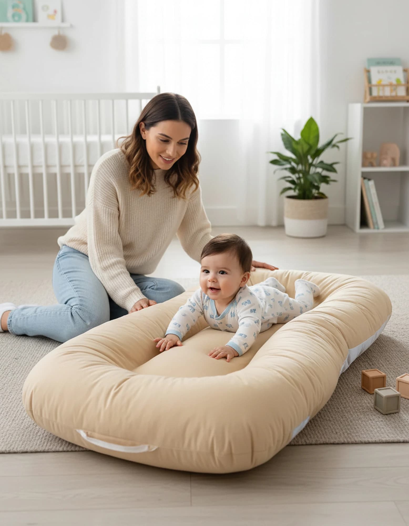 Oval Bebek Yataklari - Yatagi Duz Renkler BabyNest görsel 8