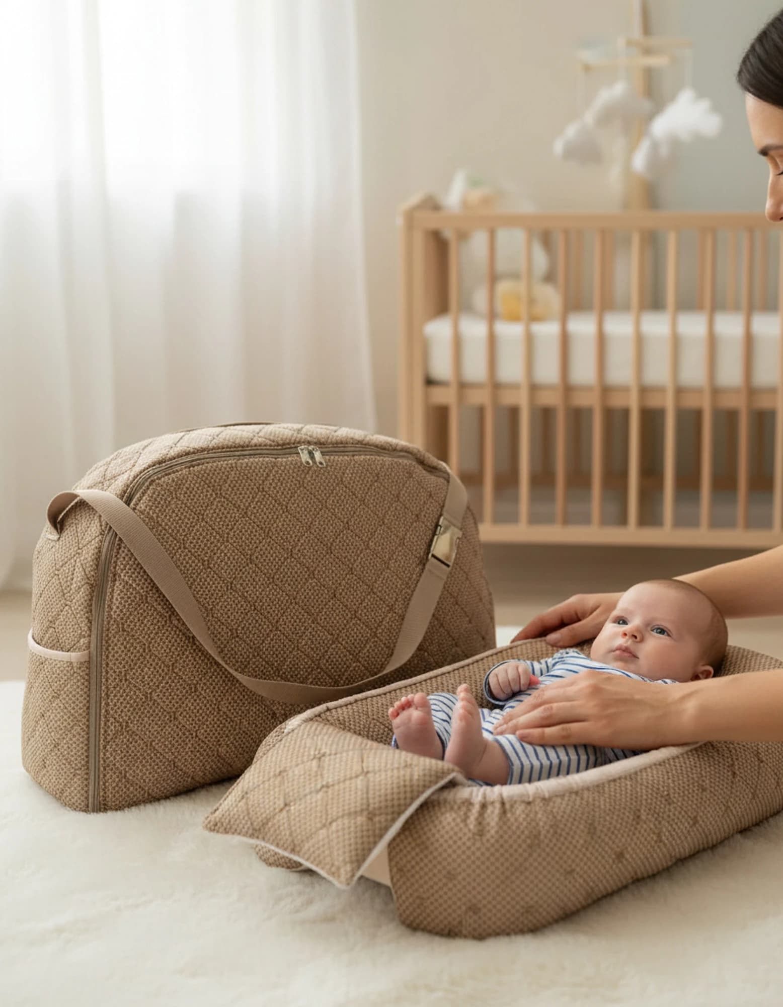Tasinabilir Bebek Cantasi, Babynest, Anne Cantasi, Yatak Cantasi BabyNest görsel 8