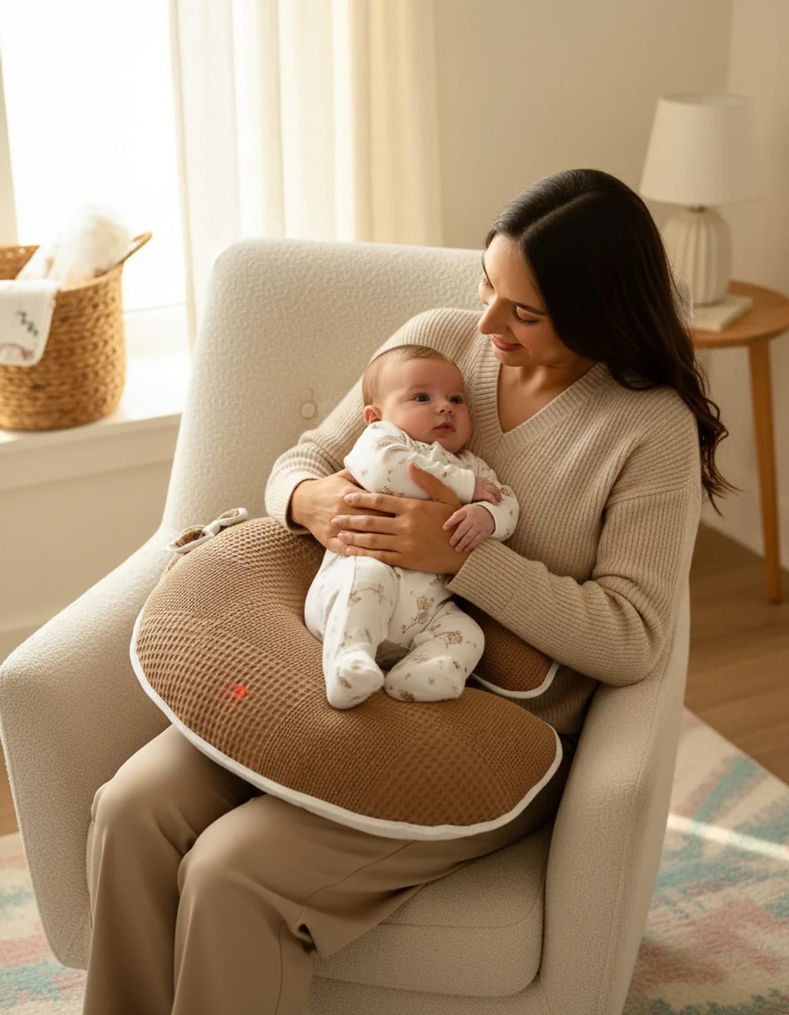 Yatak - Ortopedik Yastik + Emzirme Yatigi Pike Ve Pamuk Kumas Desenli BabyNest görsel 2