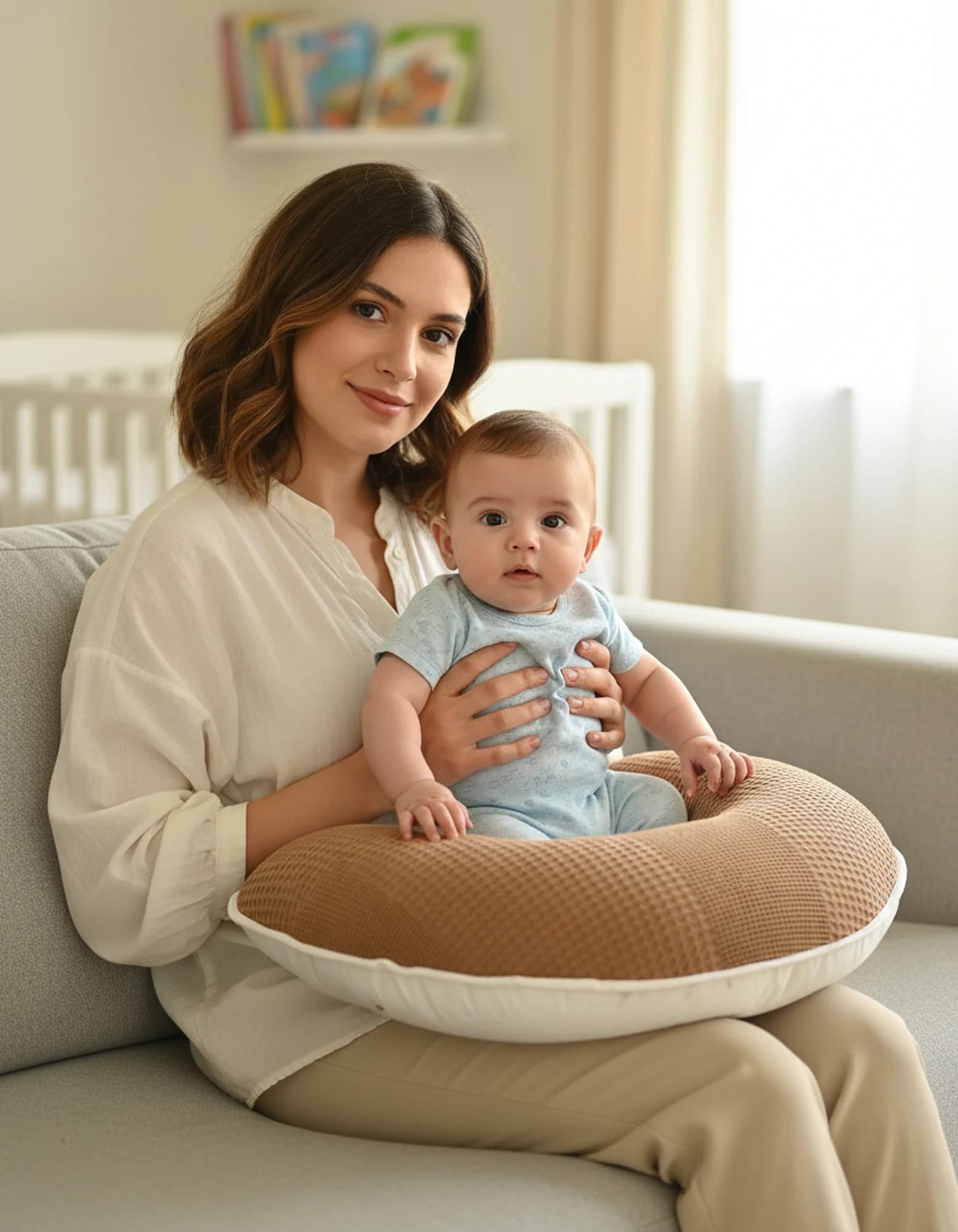 Yatak - Ortopedik Yastik + Emzirme Yatigi Pike Ve Pamuk Kumas Desenli BabyNest görsel 4