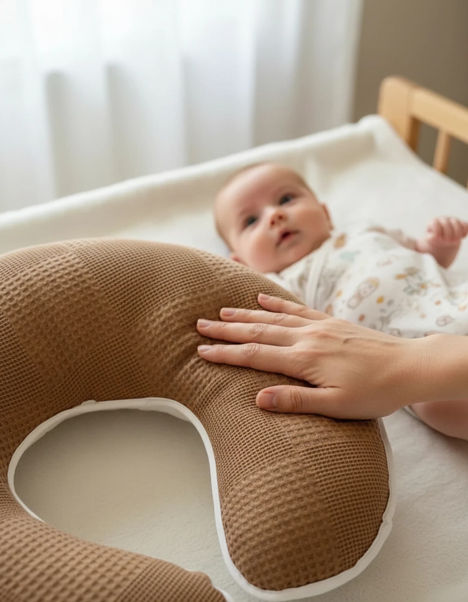 Yatak - Ortopedik Yastik + Emzirme Yatigi Pike Ve Pamuk Kumas Desenli BabyNest görsel 5