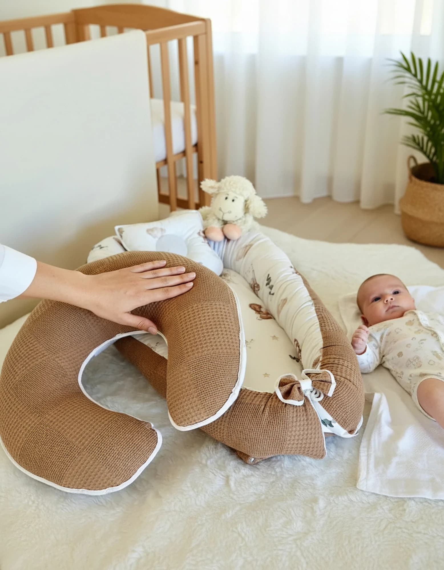 Yatak - Ortopedik Yastik + Emzirme Yatigi Pike Ve Pamuk Kumas Desenli BabyNest görsel 9