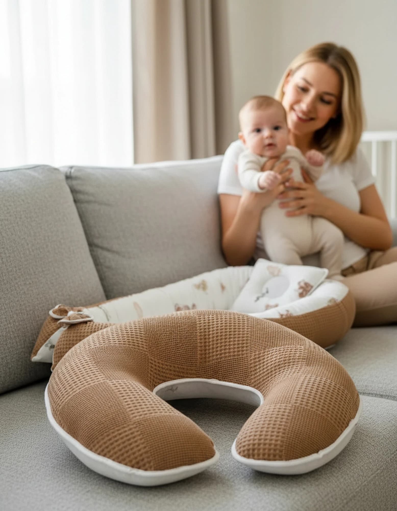 Yatak - Ortopedik Yastik + Emzirme Yatigi Pike Ve Pamuk Kumas Desenli BabyNest görsel 10