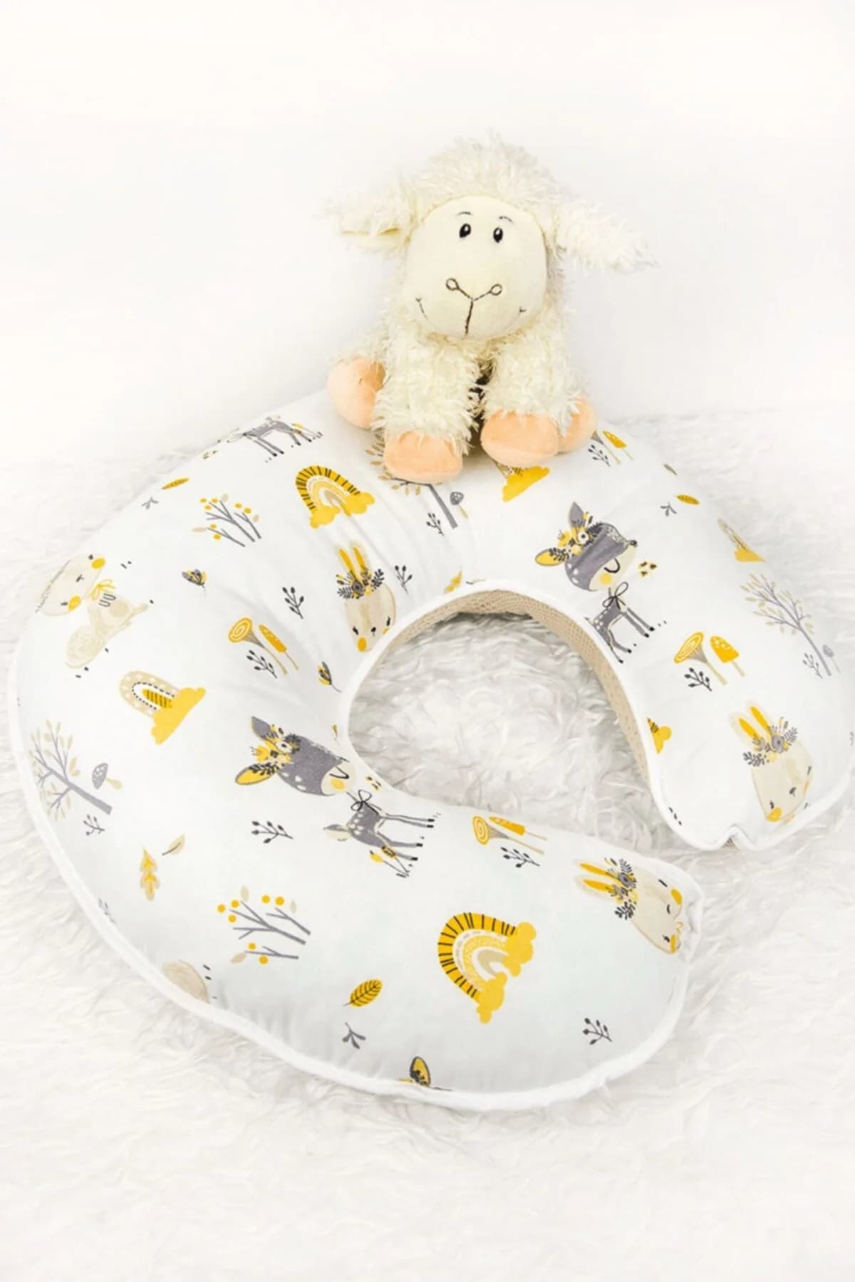 Emzirme Yastigi Ve Destek Minderi Geyik Pikeli Model (BEYAZ BIYELI) BabyNest