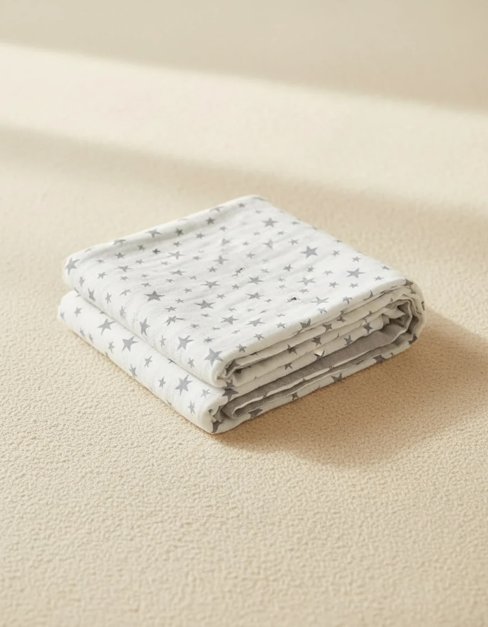 Muslin Ortu Cift Katli Gri Yildiz Desen Ve Gri Beyaz BabyNest görsel 3