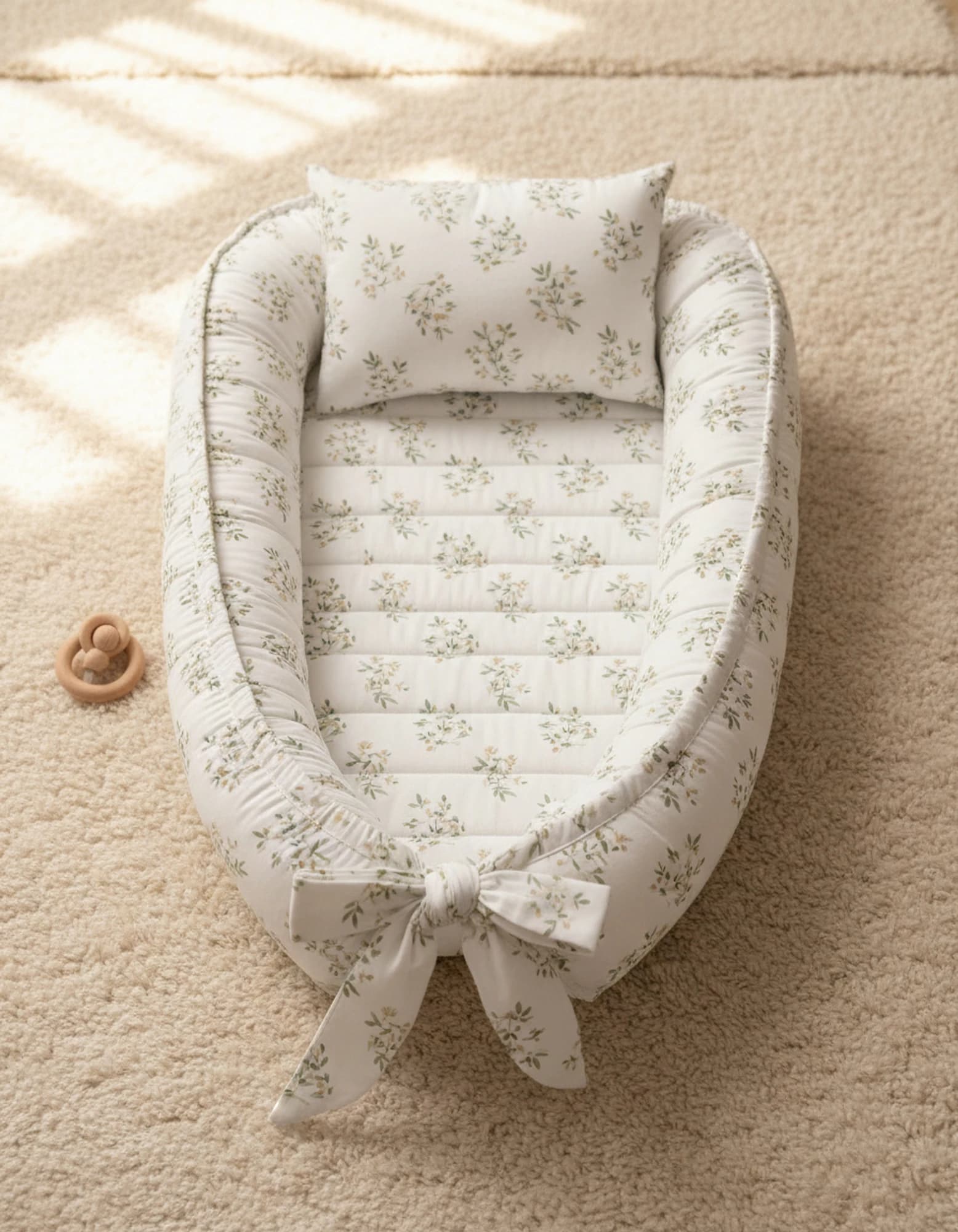 Yatak Gri Zigzak Ve Beyaz yıldızlı BabyNest