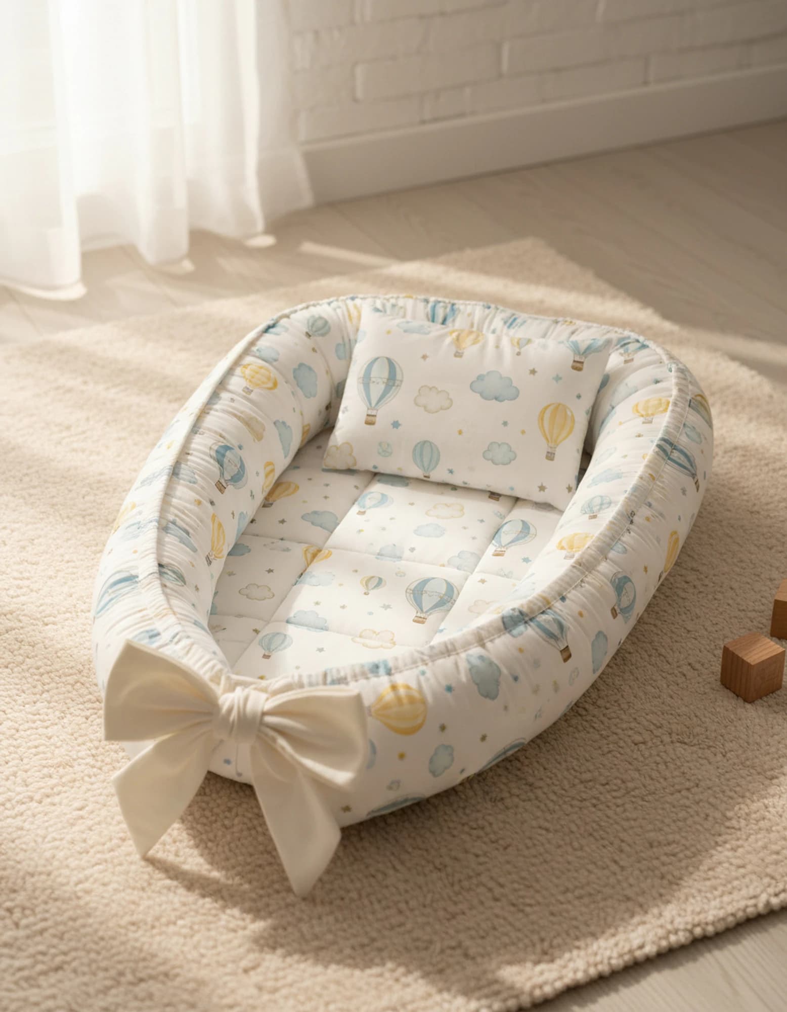 Yatak Gri Zigzak Ve Beyaz yıldızlı BabyNest