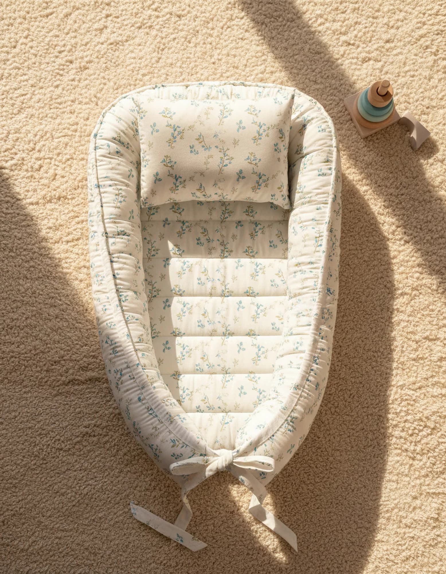 Yatak Gri Zigzak Ve Beyaz yıldızlı BabyNest