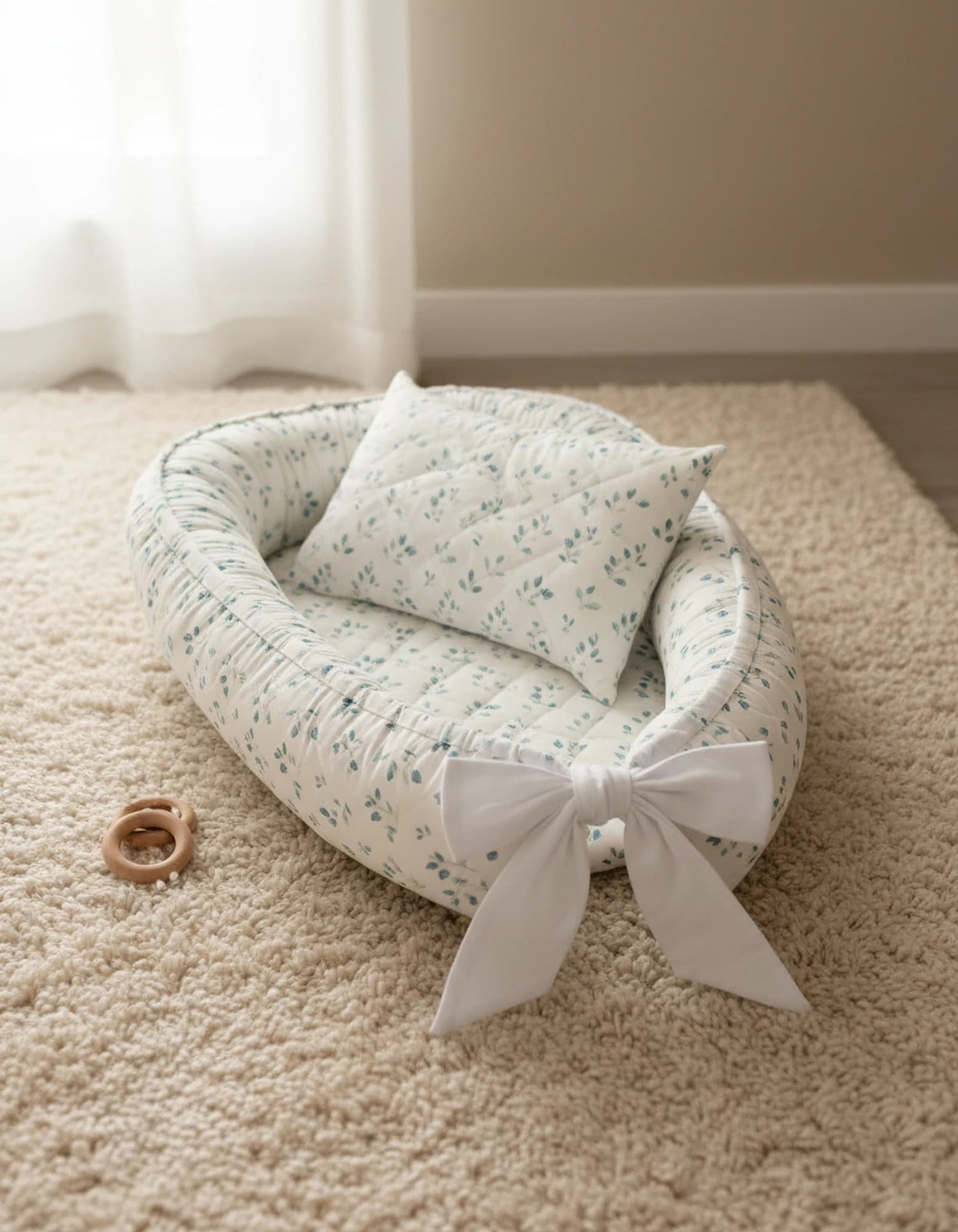Yatak Gri Zigzak Ve Beyaz yıldızlı BabyNest