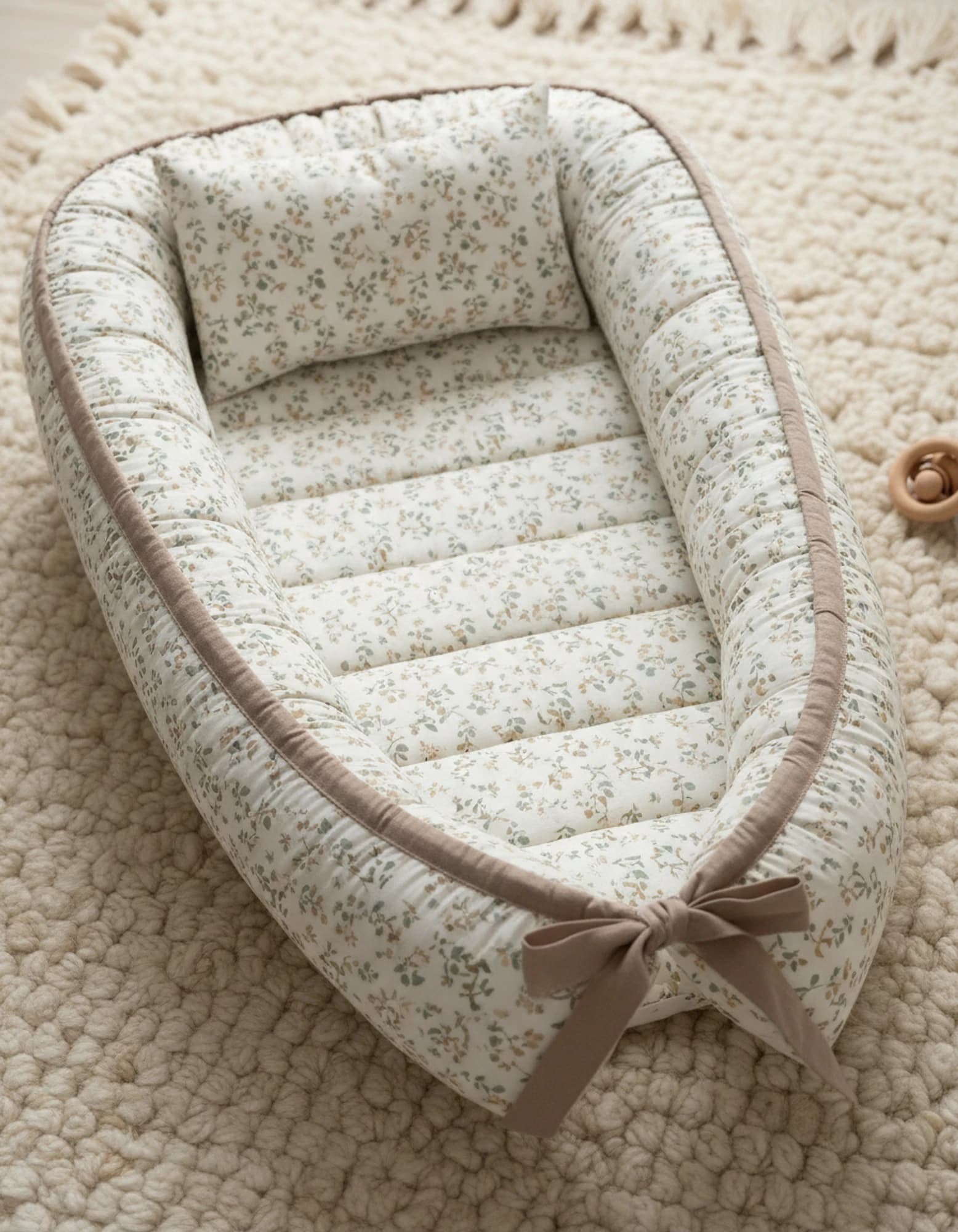 Yatak Gri Zigzak Ve Beyaz yıldızlı BabyNest