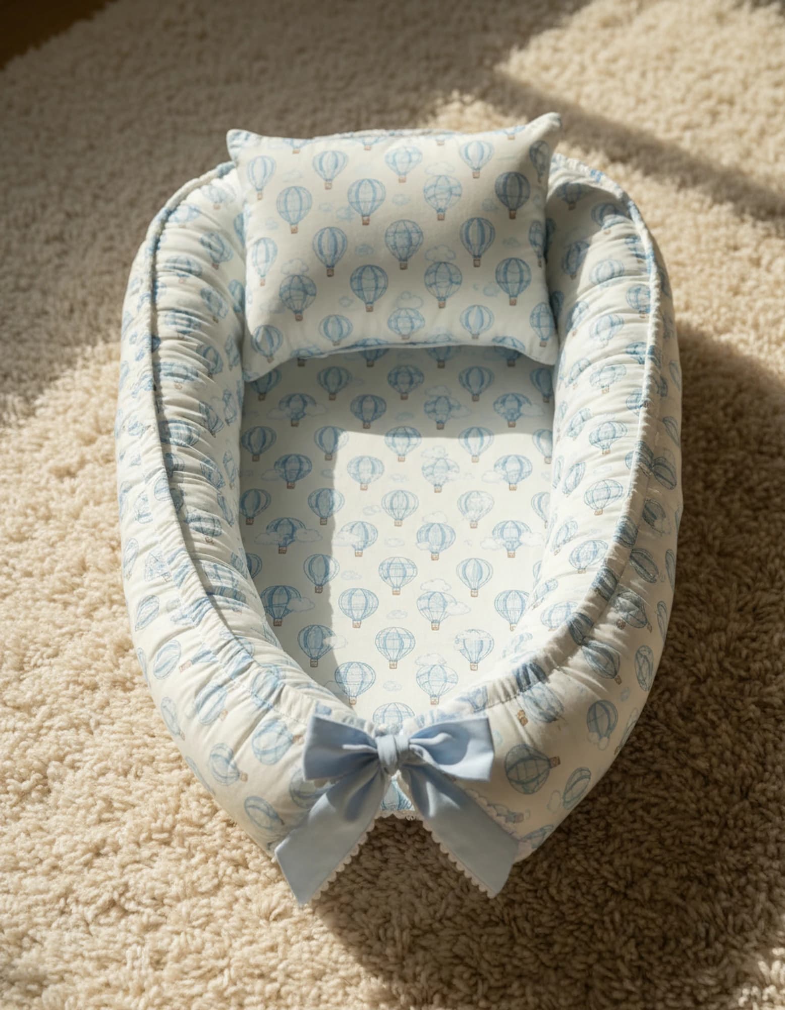 Yatak Gri Zigzak Ve Beyaz yıldızlı BabyNest