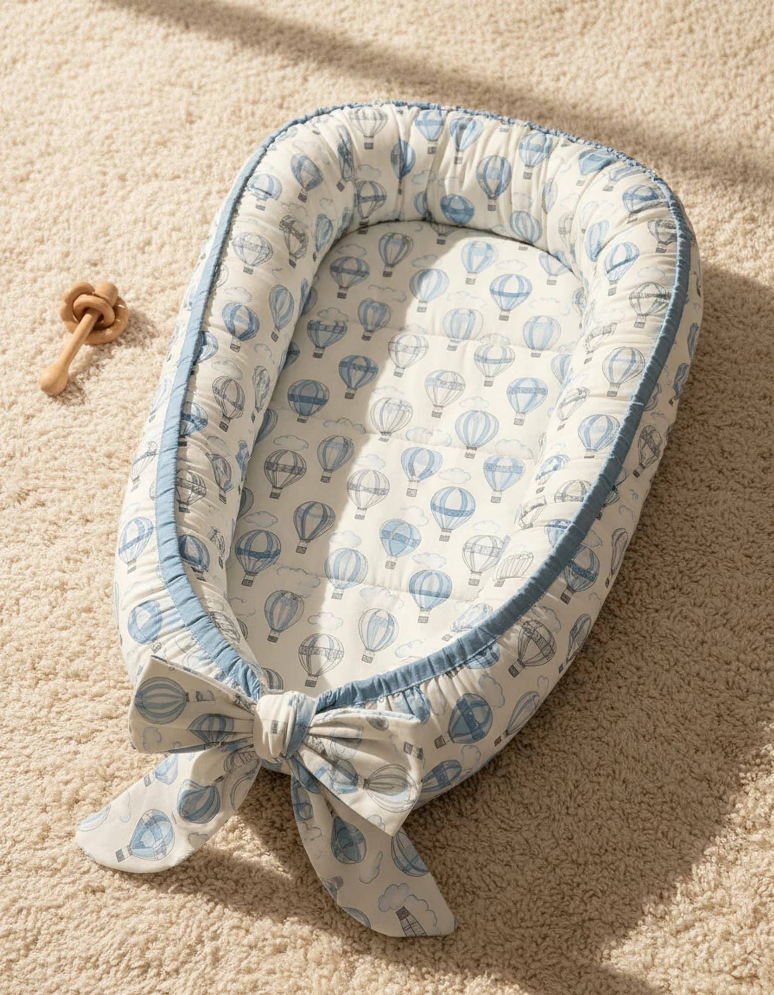 Yatak Gri Zigzak Ve Beyaz yıldızlı BabyNest