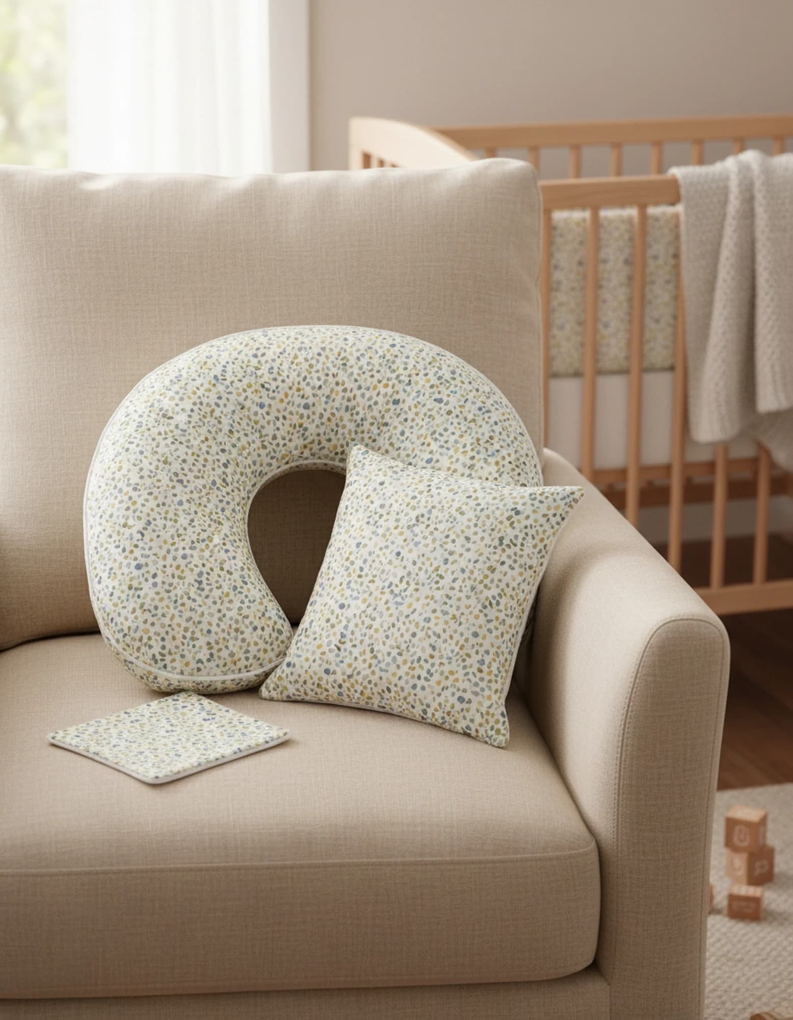 Yatak + Ortopedik Yastik + Emzirme Yastigi Gri Yildiz Ve Gri Zikzak Uc Urun Bir Arada BabyNest görsel 10