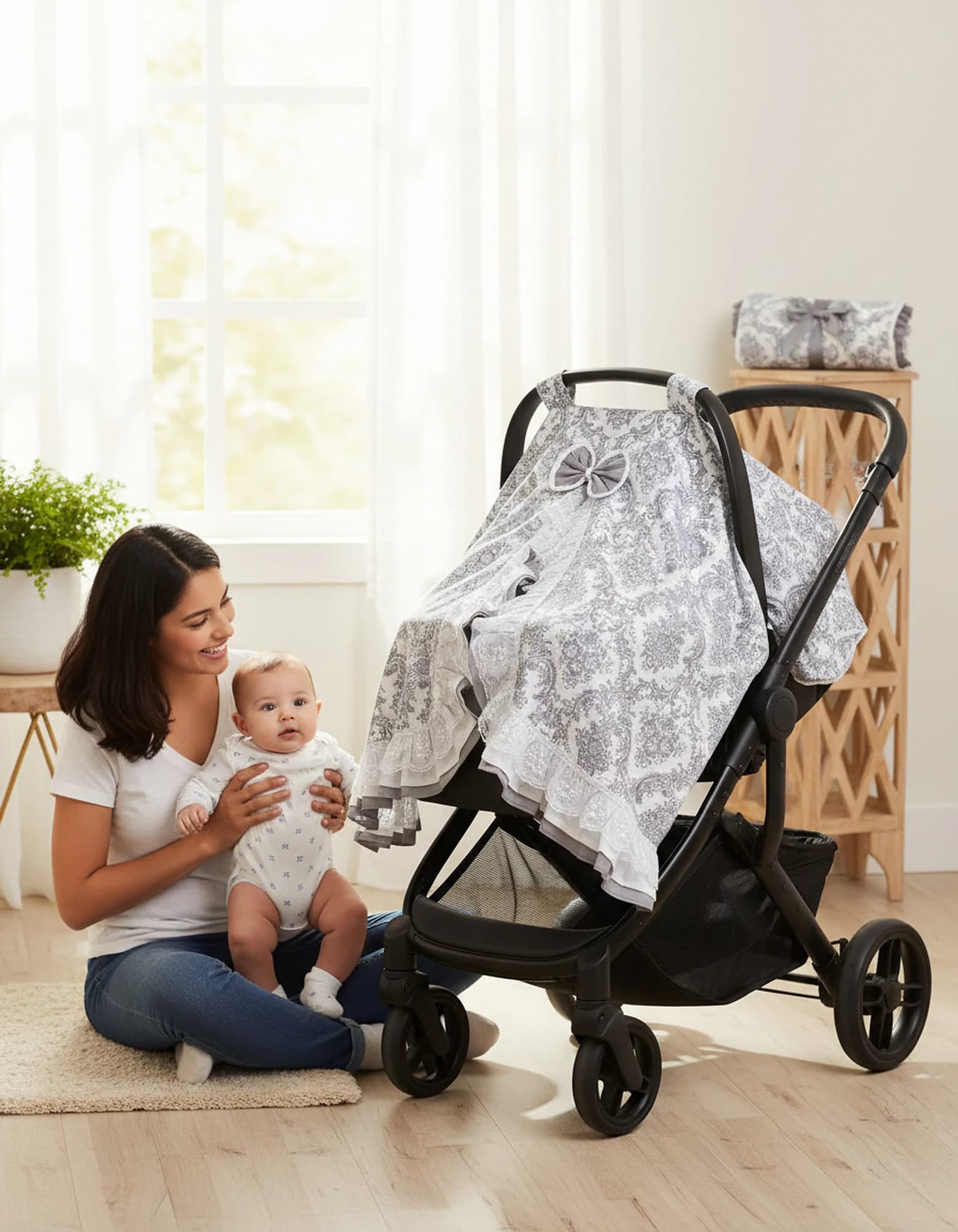 Tek Puset Ortusu %100 Pamuk Firfirli Gupurlu Elegant BabyNest görsel 10