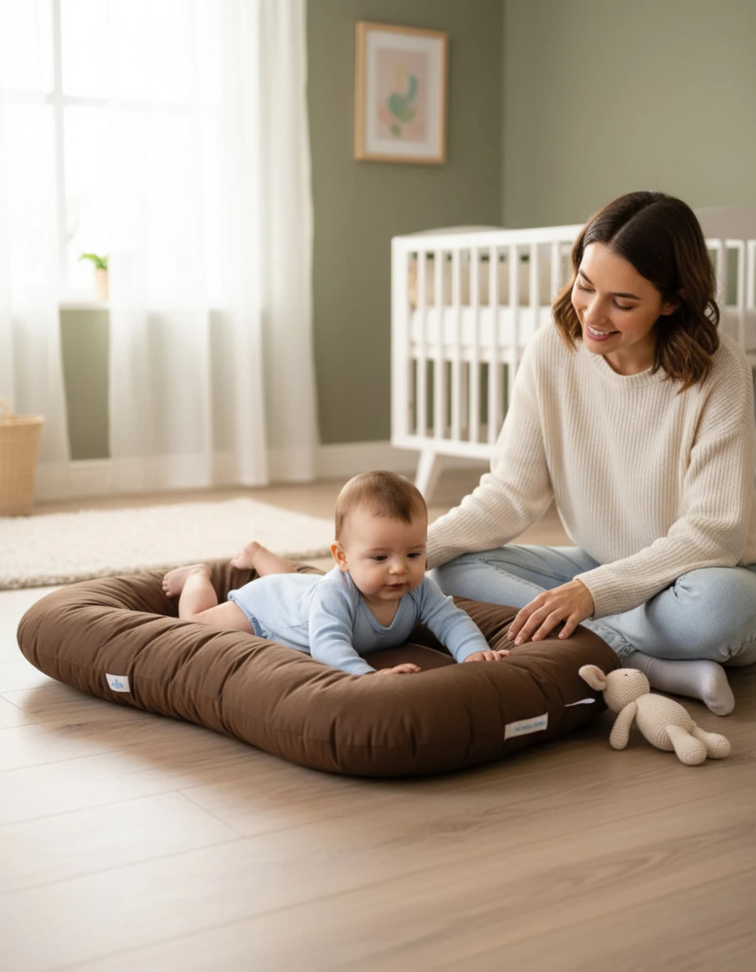 Oval Bebek Yataklari - Yatagi Duz Renkler BabyNest görsel 8