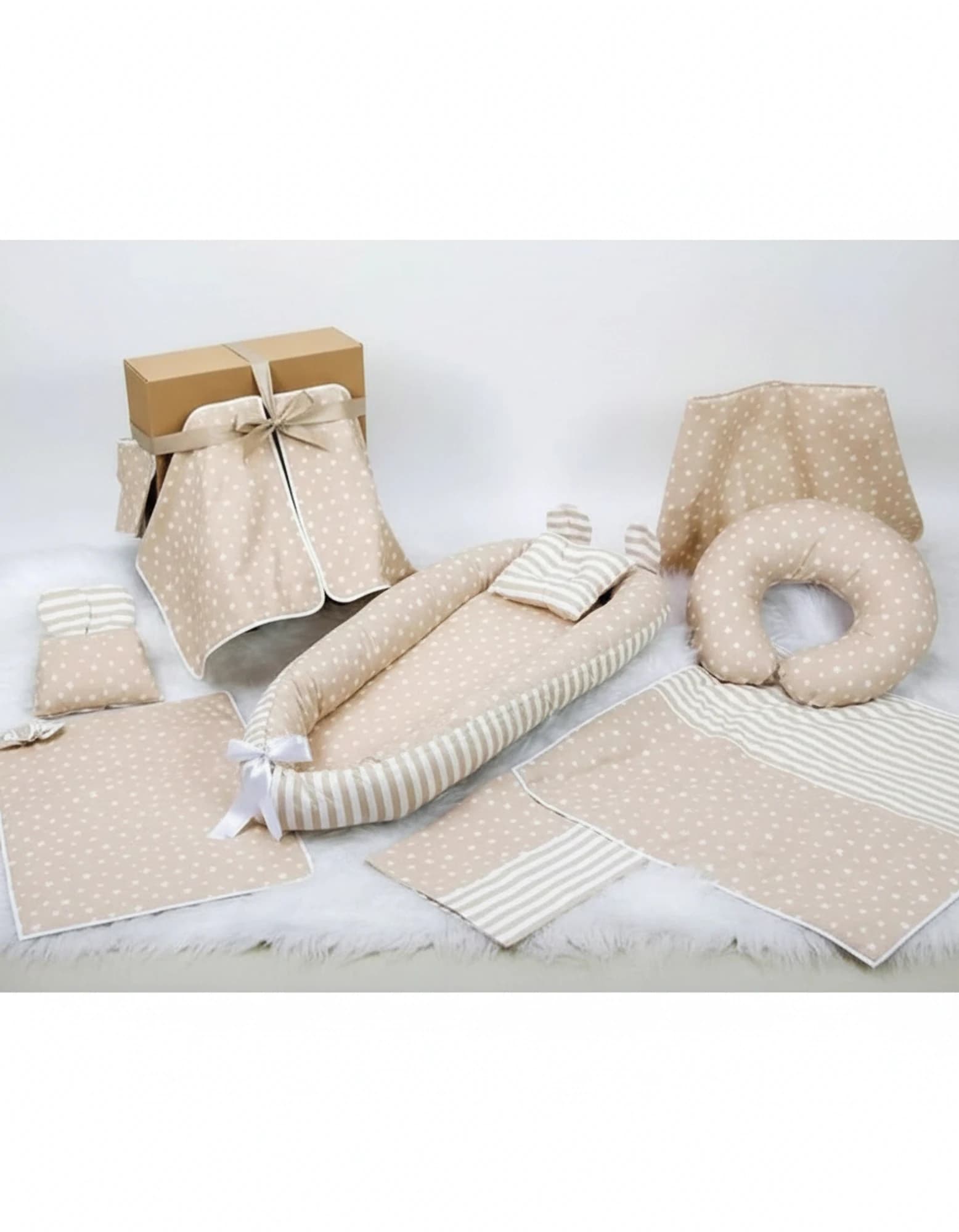 Full Set 9 Parca Ihtiyac Urunleri Krem Yildiz Krem Cizgili BabyNest görsel 7