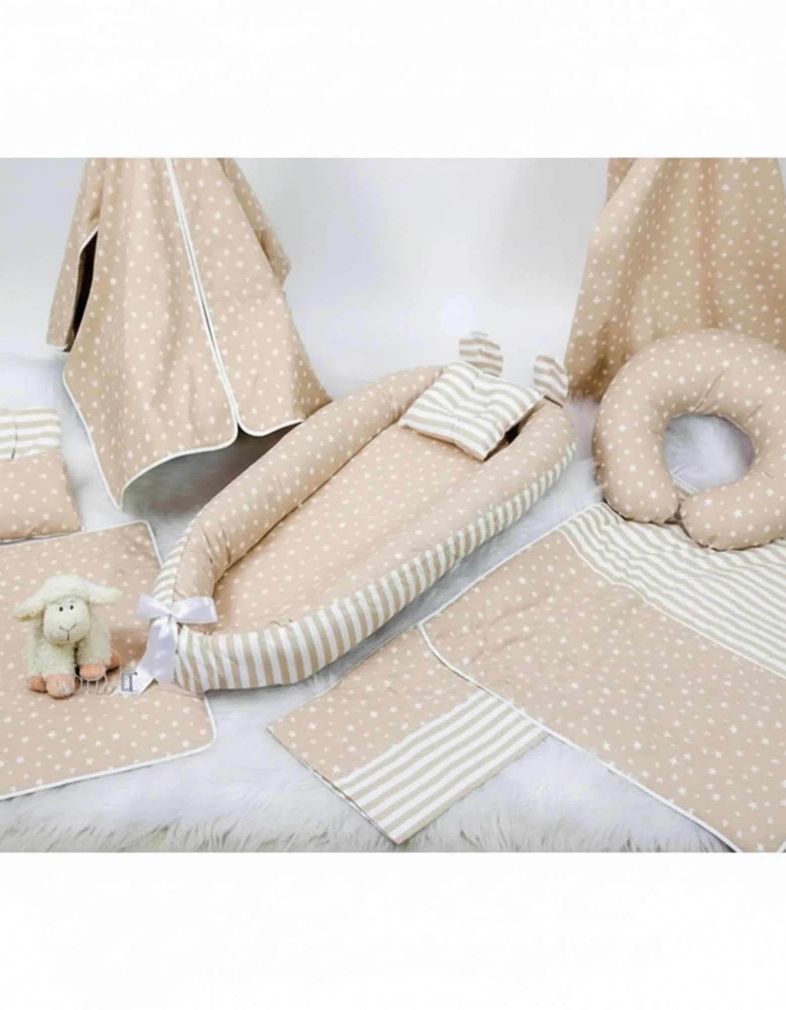 Full Set 9 Parca Krem yıldız zıgzak Takim BabyNest görsel 5