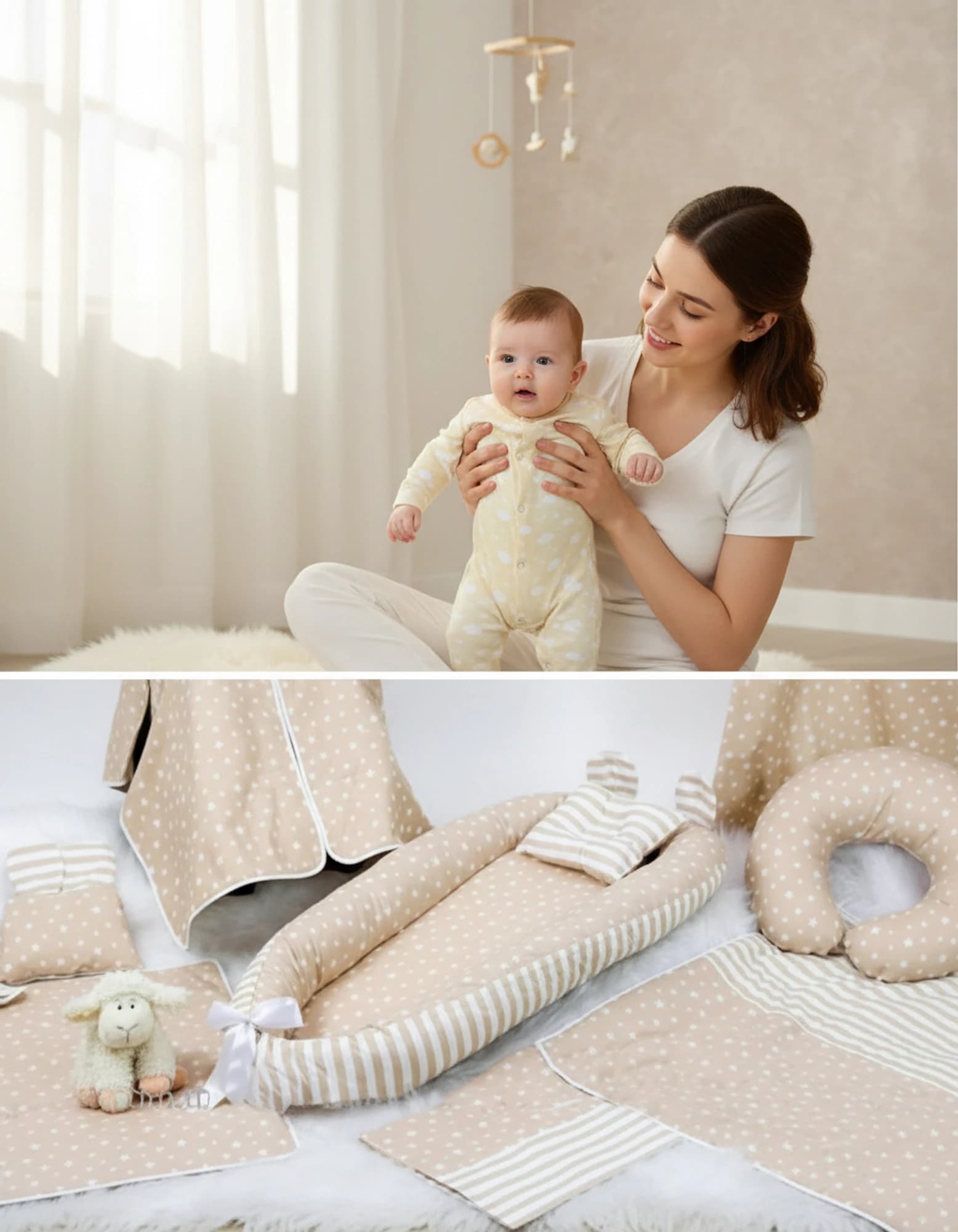 Full Set 9 Parca Krem yıldız zıgzak Takim BabyNest görsel 8