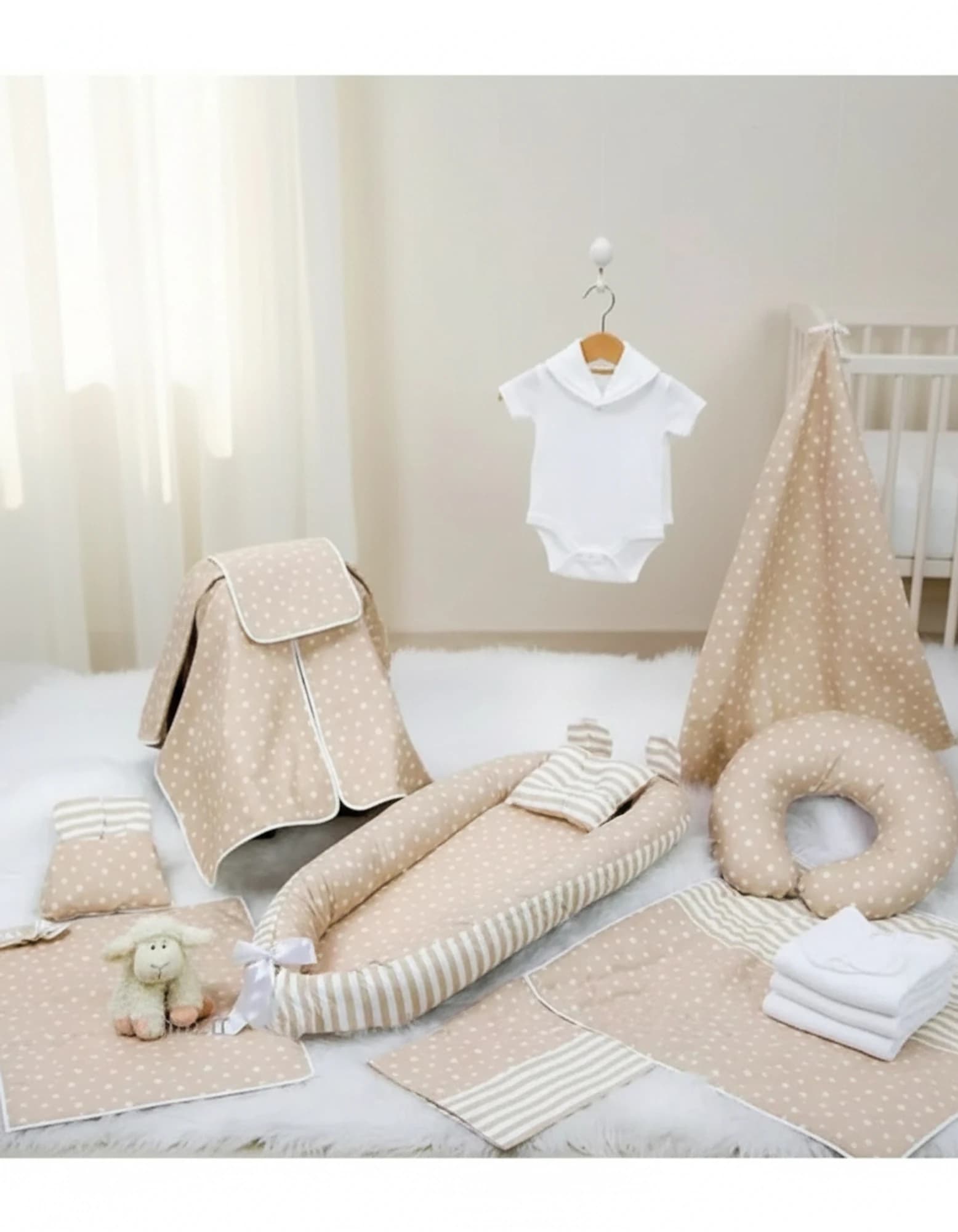 Full Set 9 Parca Krem yıldız zıgzak Takim BabyNest görsel 9