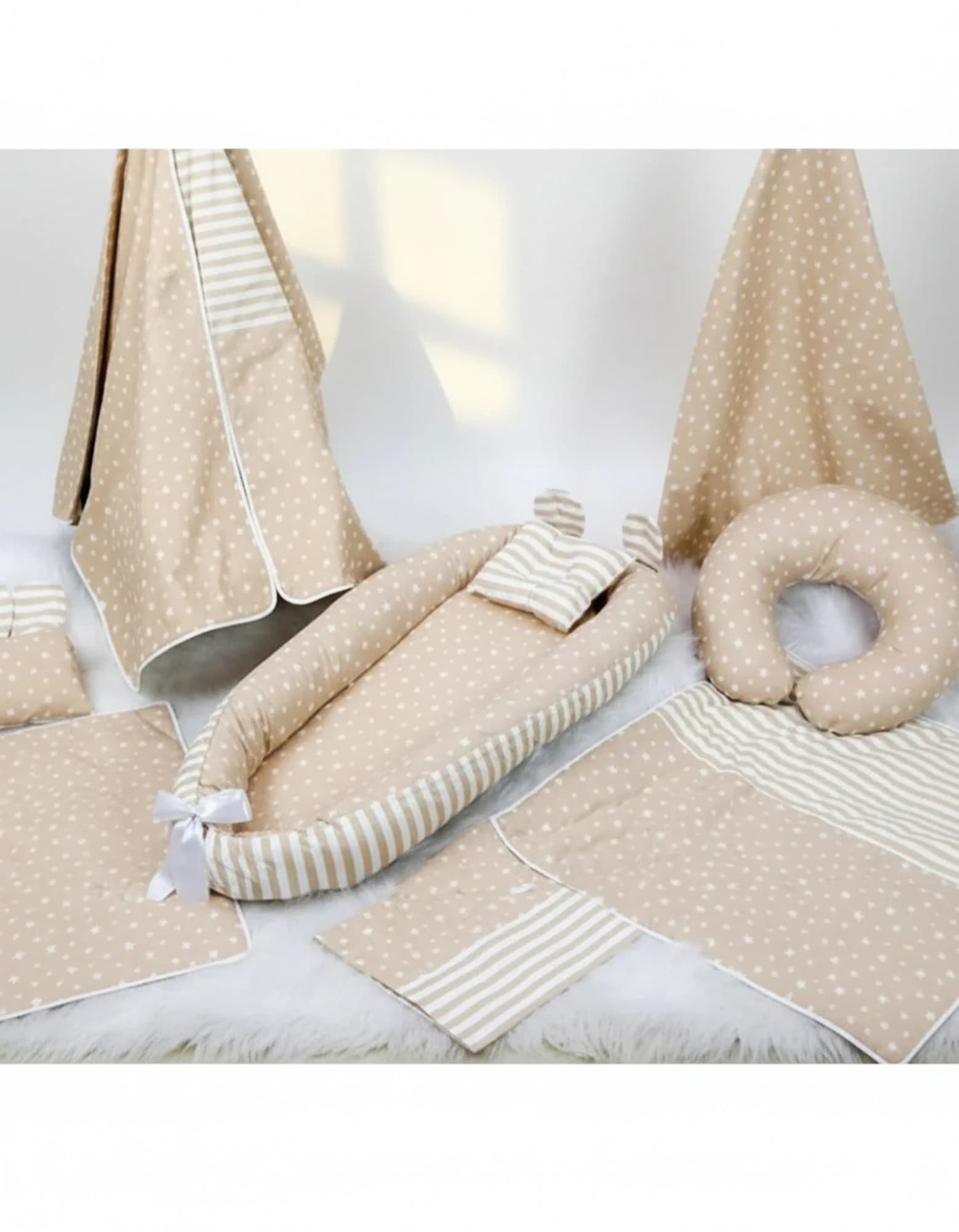 Full Set 9 Parca Krem yıldız zıgzak Takim BabyNest görsel 10