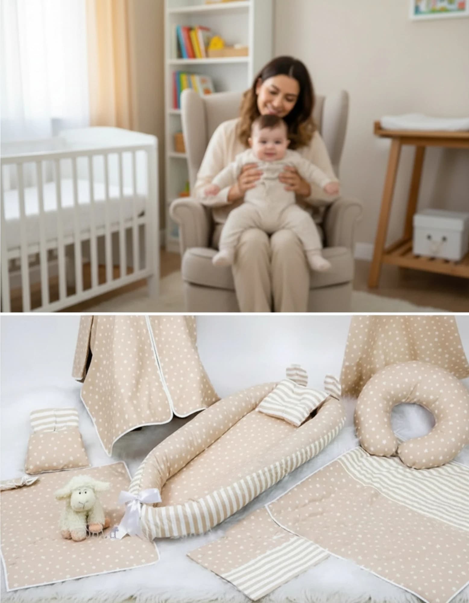 Full Set 9 Parca Krem yıldız zıgzak Takim BabyNest görsel 11