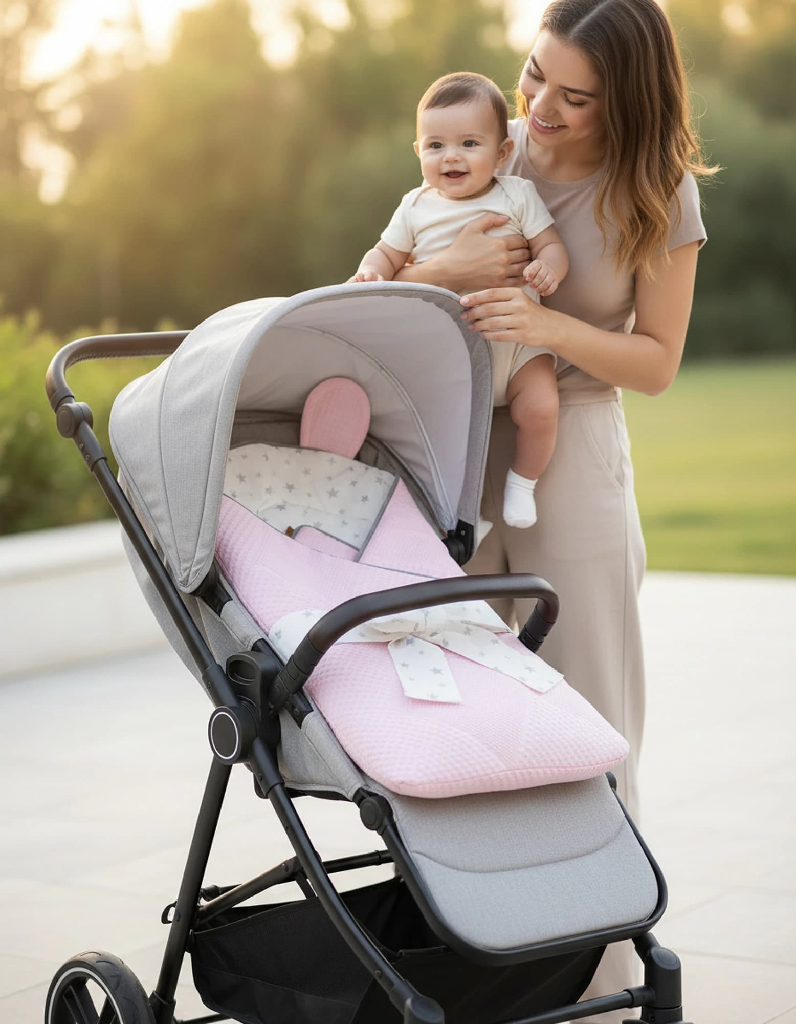 Kundak Pikeli Ve Pamuklu Pembe BabyNest görsel 2