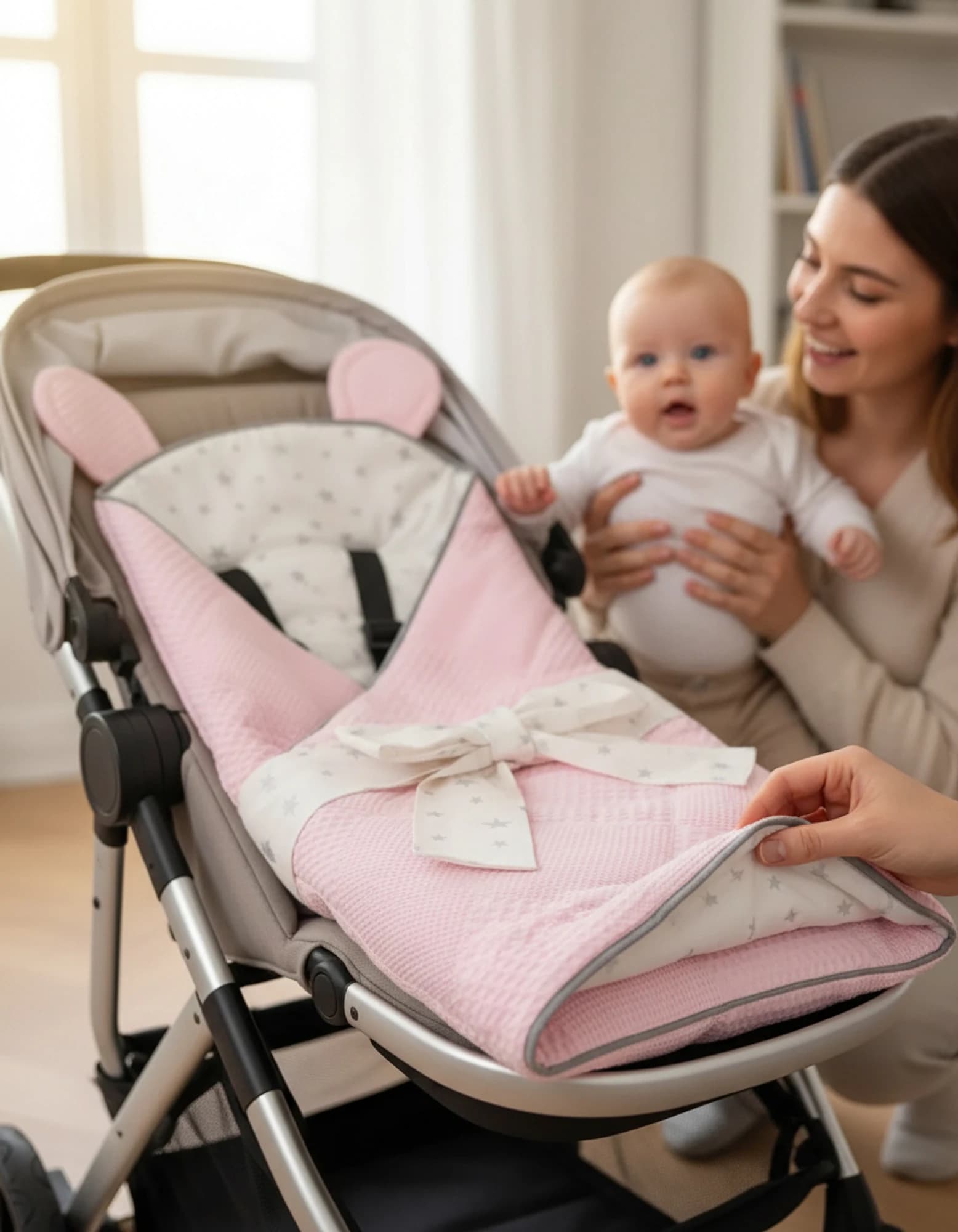 Kundak Pikeli Ve Pamuklu Pembe BabyNest görsel 4
