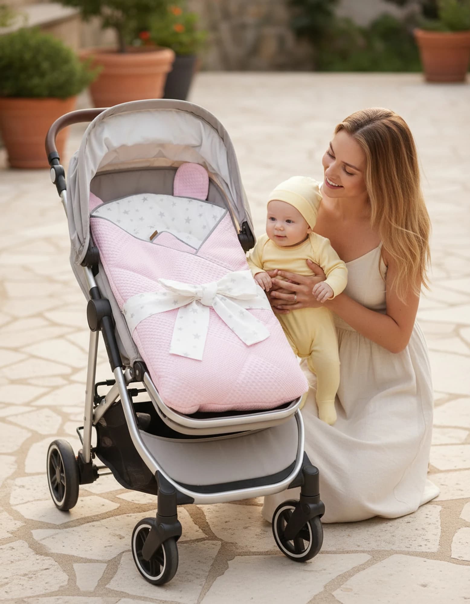 Kundak Pikeli Ve Pamuklu Pembe BabyNest görsel 6