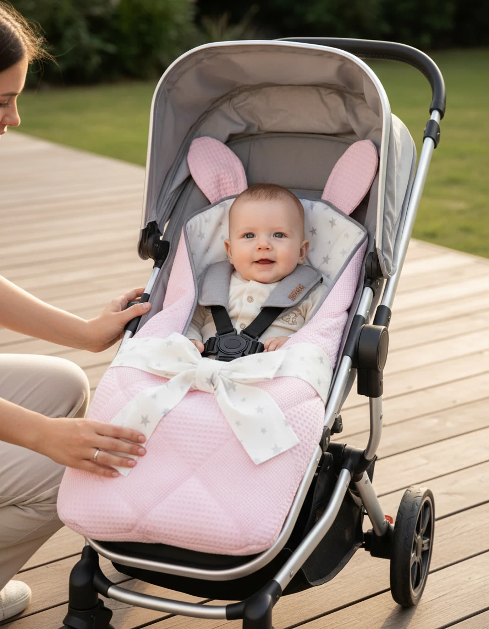 Kundak Pikeli Ve Pamuklu Pembe BabyNest görsel 9