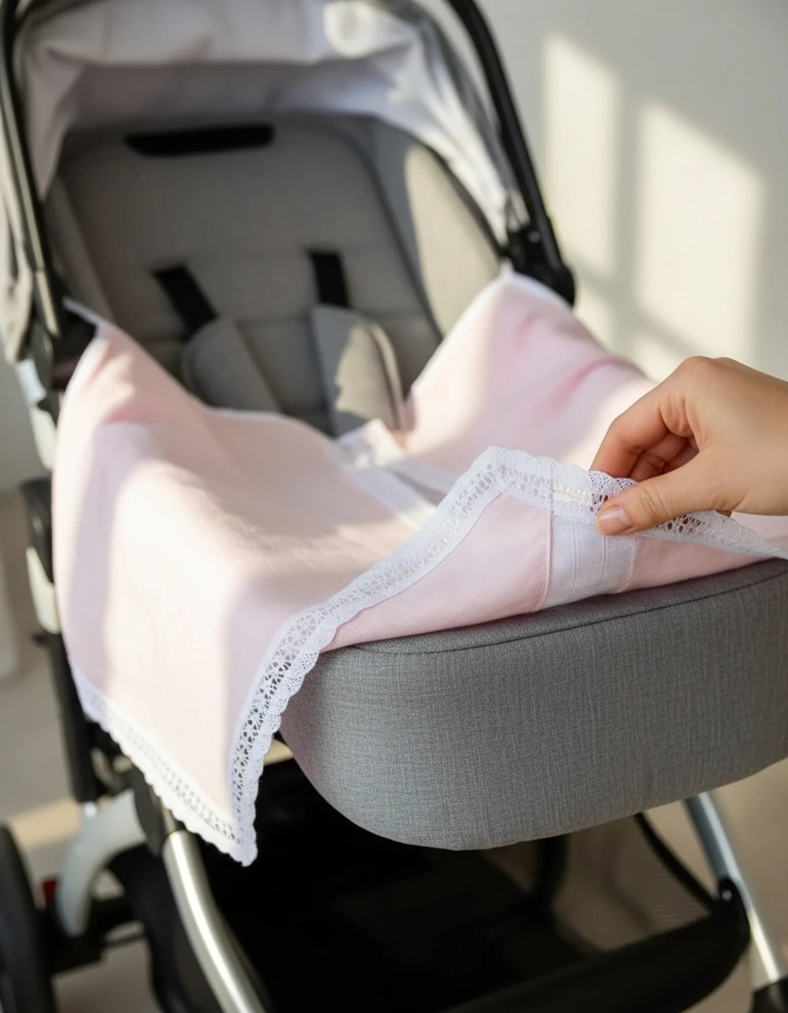 Puset Ortusu/Bebek Arabasi Ortusu %100 Pamuk Muslin Pembe BabyNest görsel 4