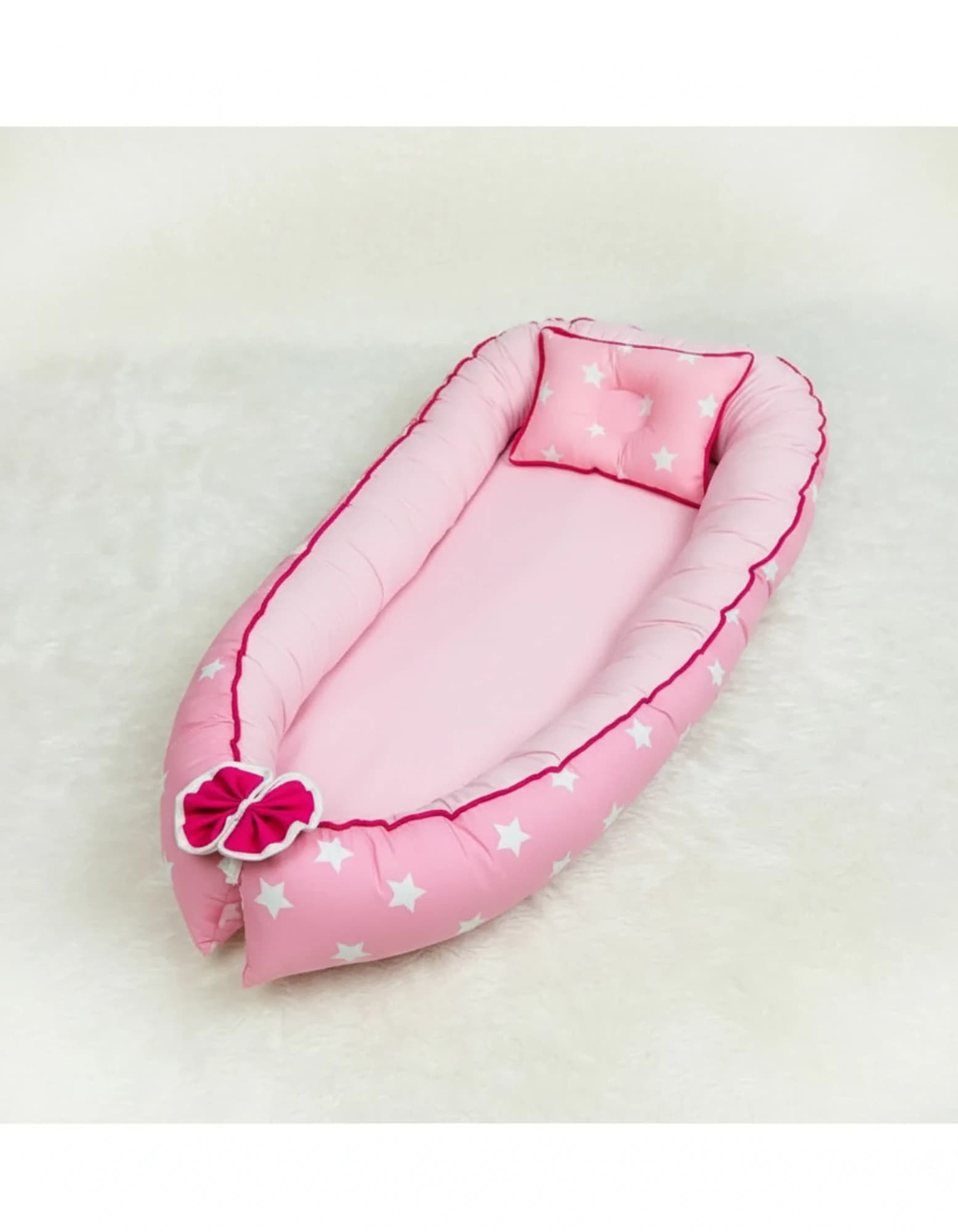 Yatak ve Ortopedik Yastik Pembe Yildiz Fitilli BabyNest görsel 3