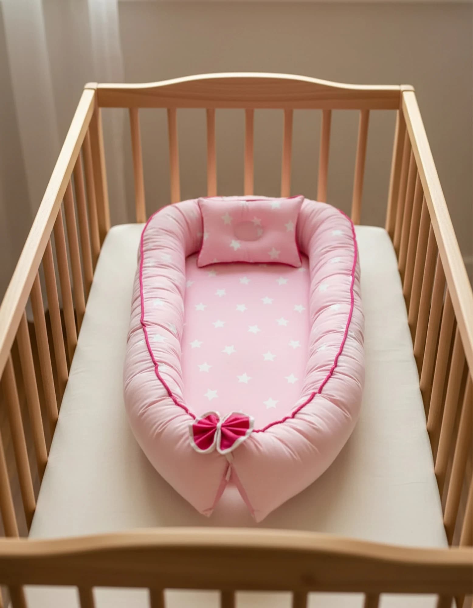 Yatak ve Ortopedik Yastik Pembe Yildiz Fitilli BabyNest görsel 10