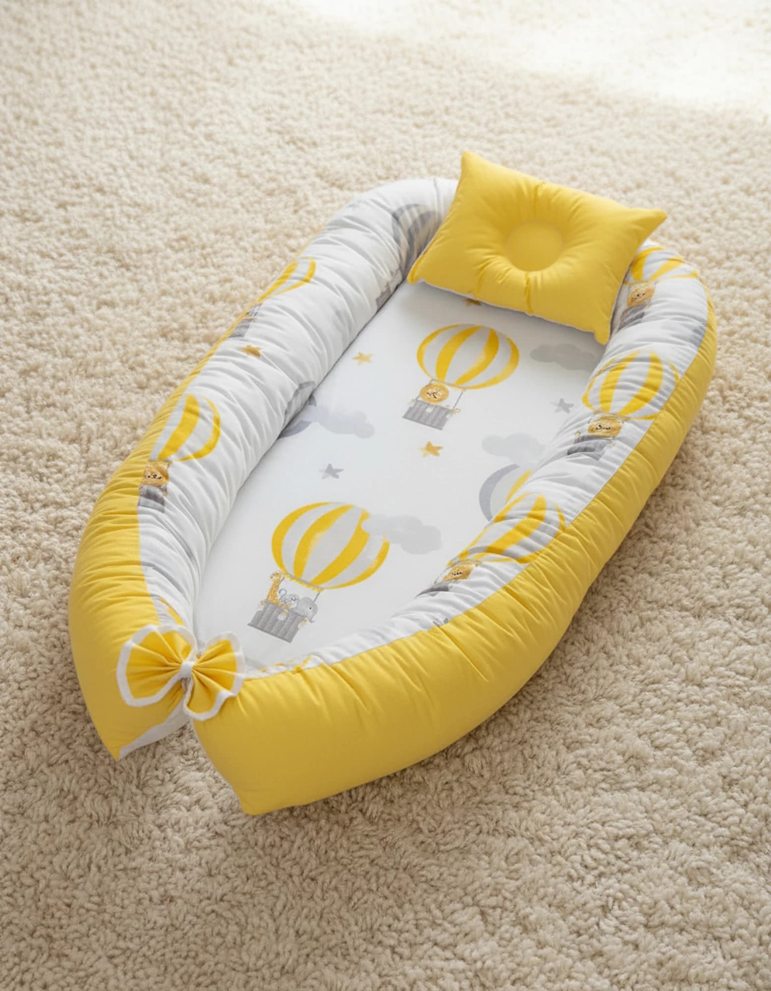 Sarı Balon Desenli Baby Nest ve Ortopedik Yastık