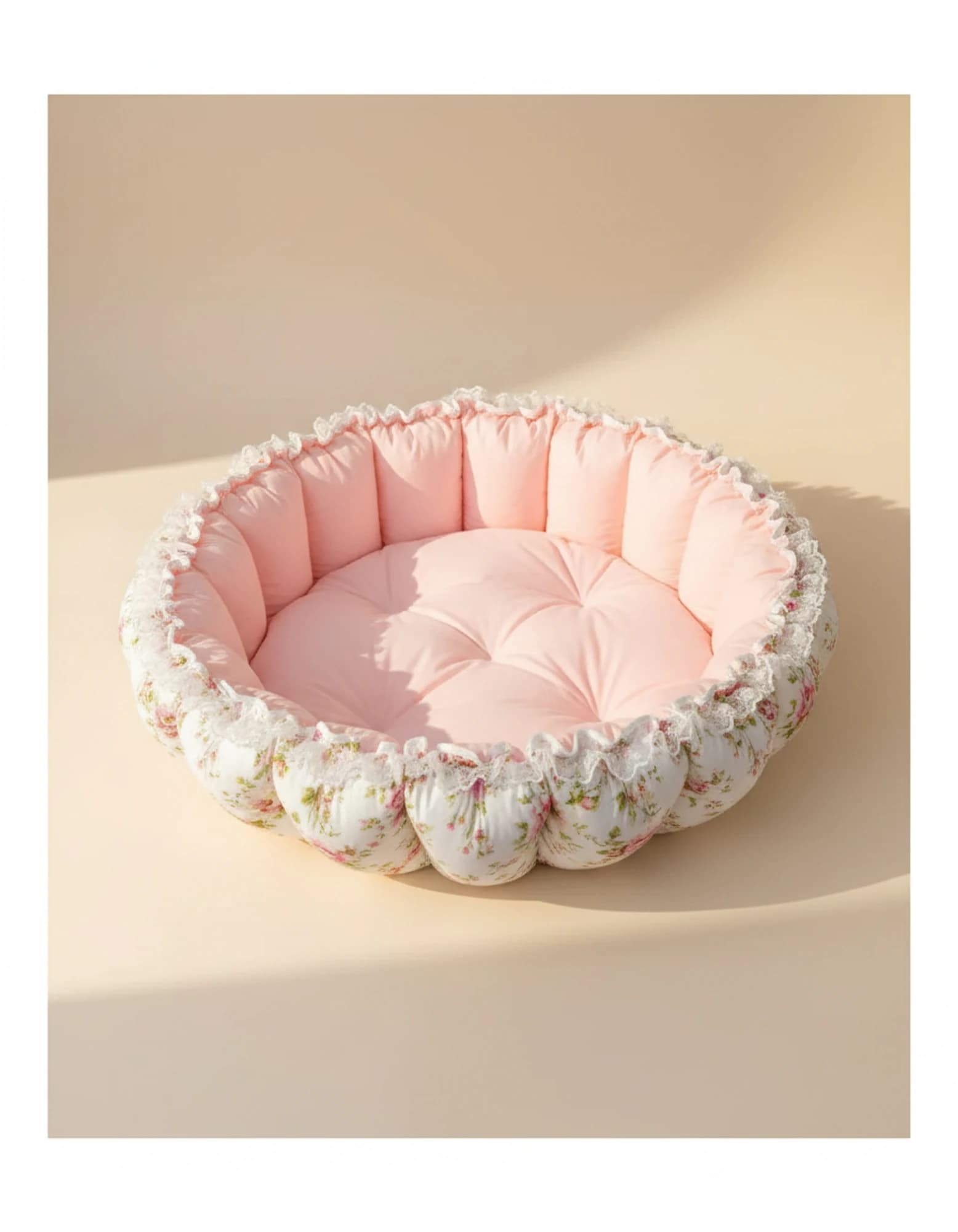 Oyun Minderi Toz pembe ve çiçekli