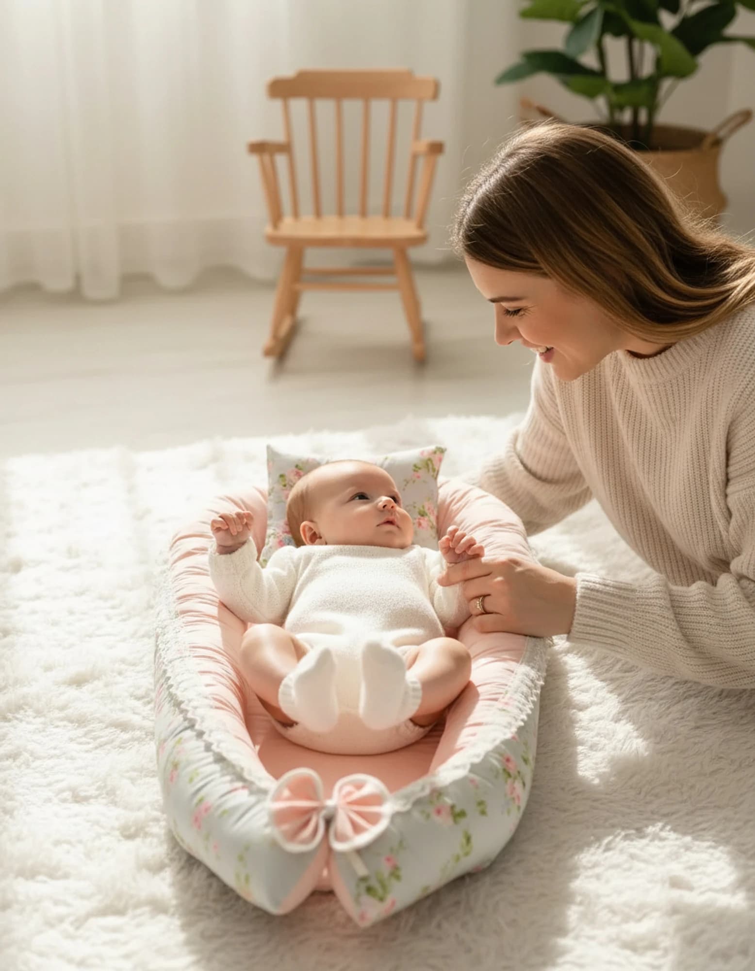 Yatak Ve Ortopedik Yastik Somon Ve Ciceklu Gupurlu Model