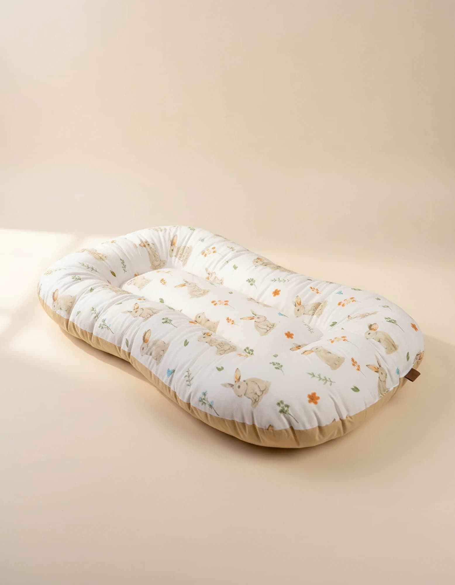 Oval Bebek Yatak Cift Yonlu Tavsan Bej Model BabyNest görsel 3