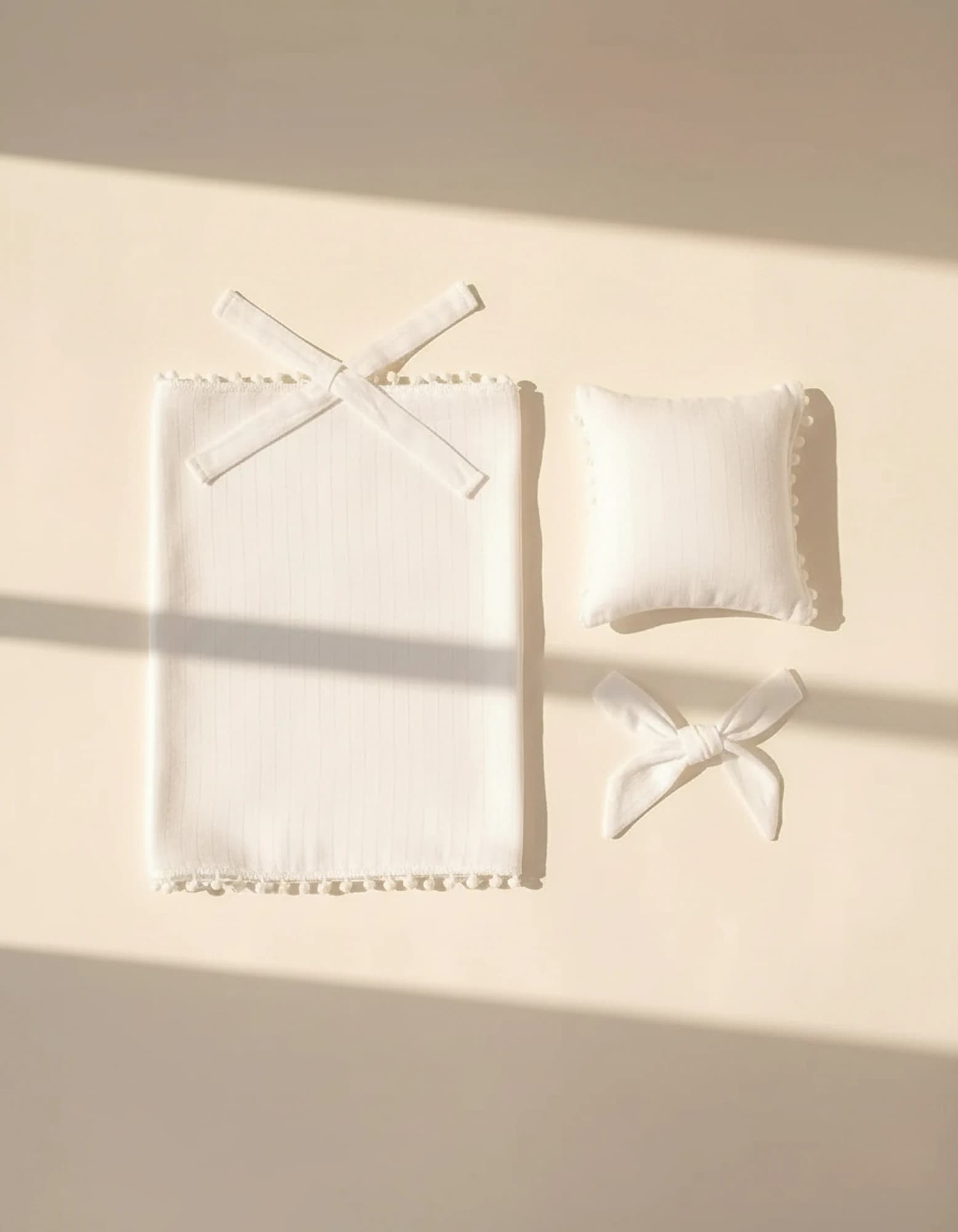 Puset Ortusu/bebek Arabasi Ortusu %100 Pamuk Beyaz Muslin Ponponlu Ve Fermuarli BabyNest görsel 2