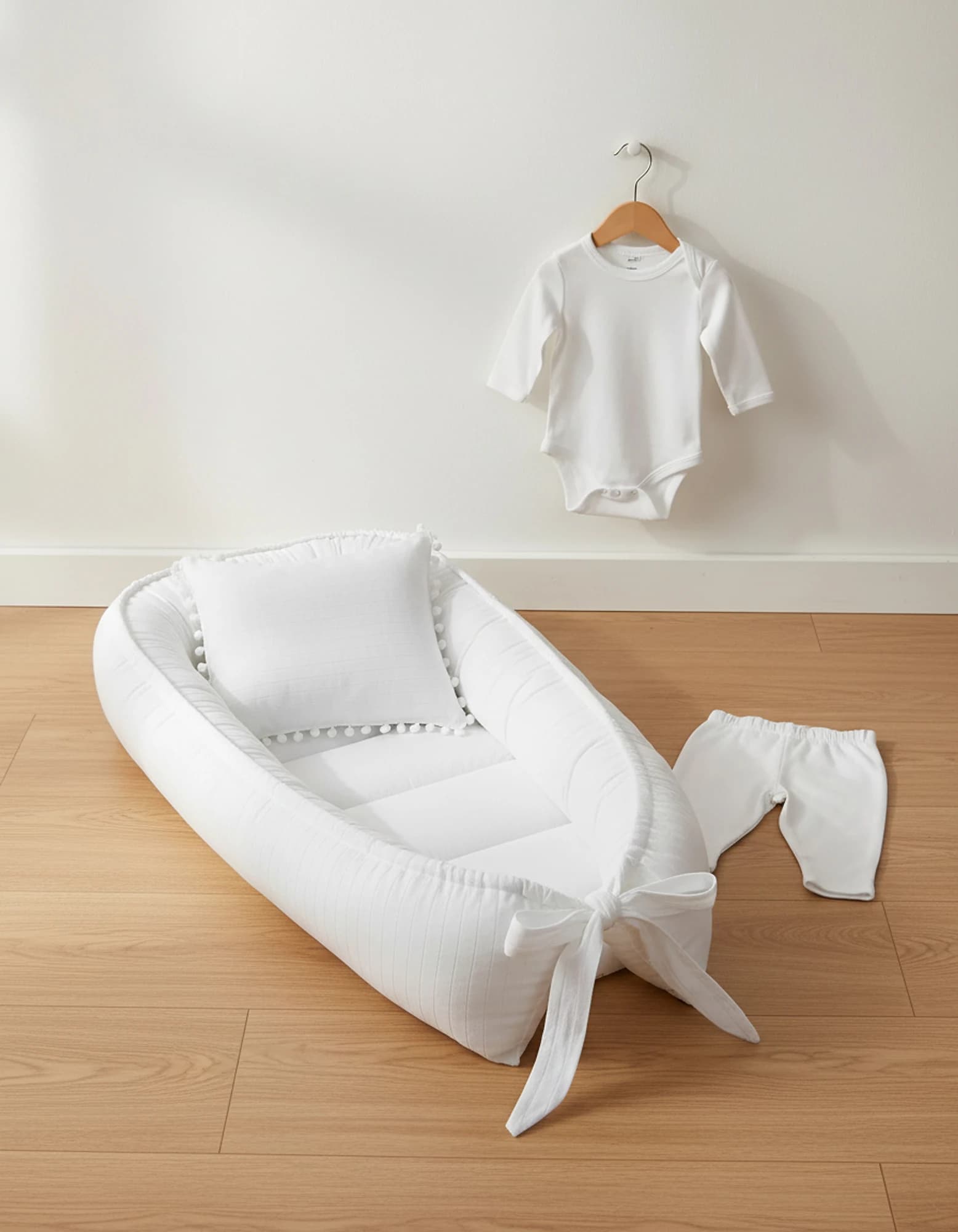 Puset Ortusu/bebek Arabasi Ortusu %100 Pamuk Beyaz Muslin Ponponlu Ve Fermuarli BabyNest görsel 9