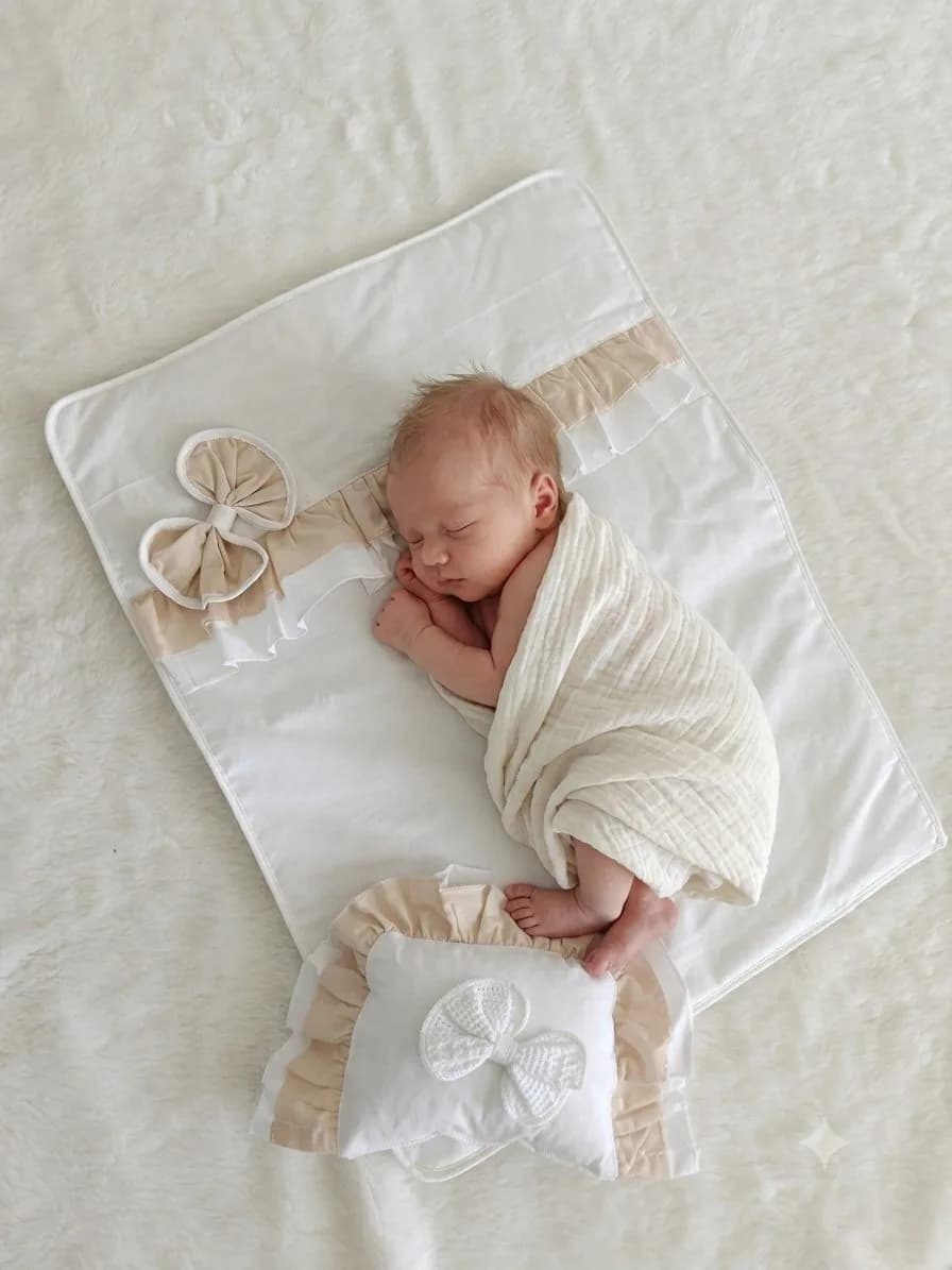 Beyaz Krem Fırfırlı 11 parça BabyNest Seti