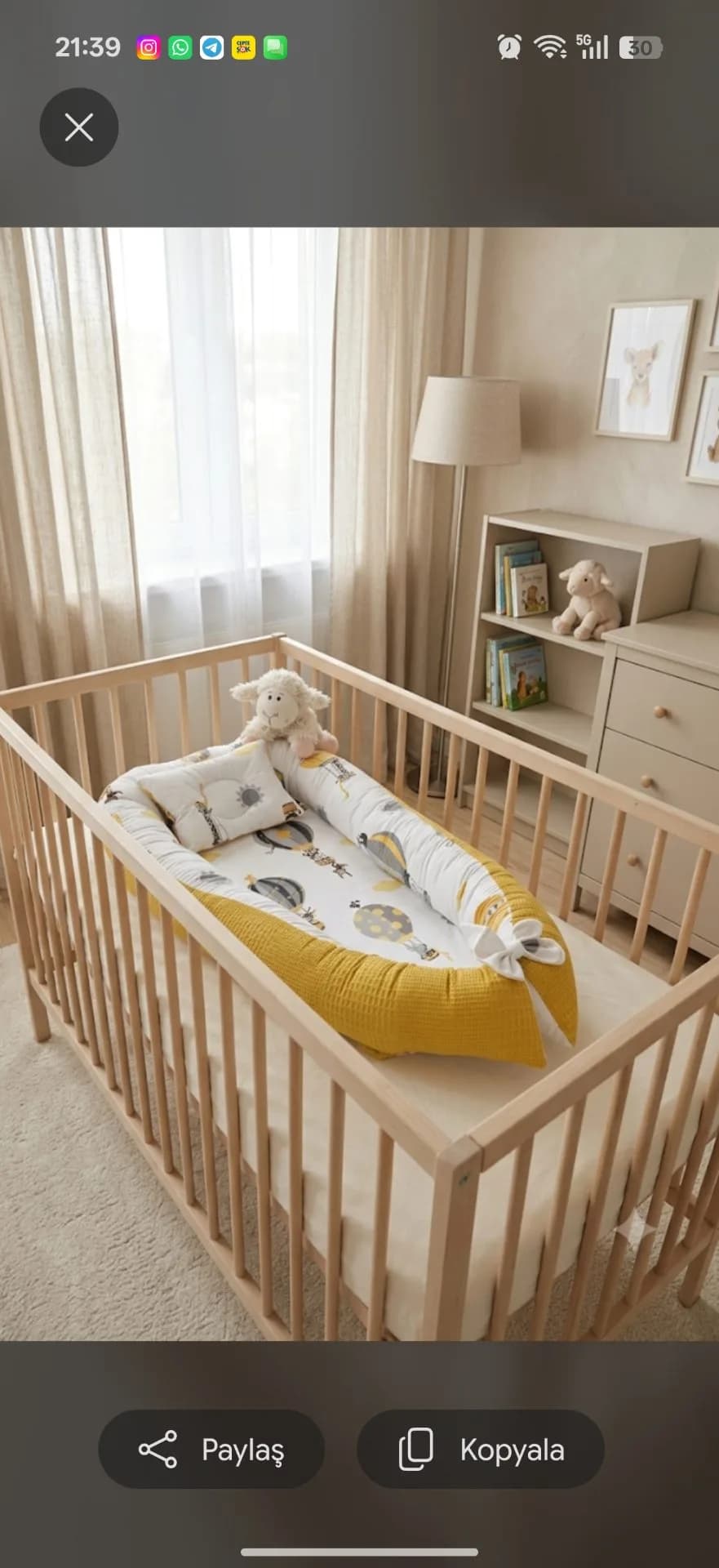 Babynest Sarı pikeli uçan balonlu