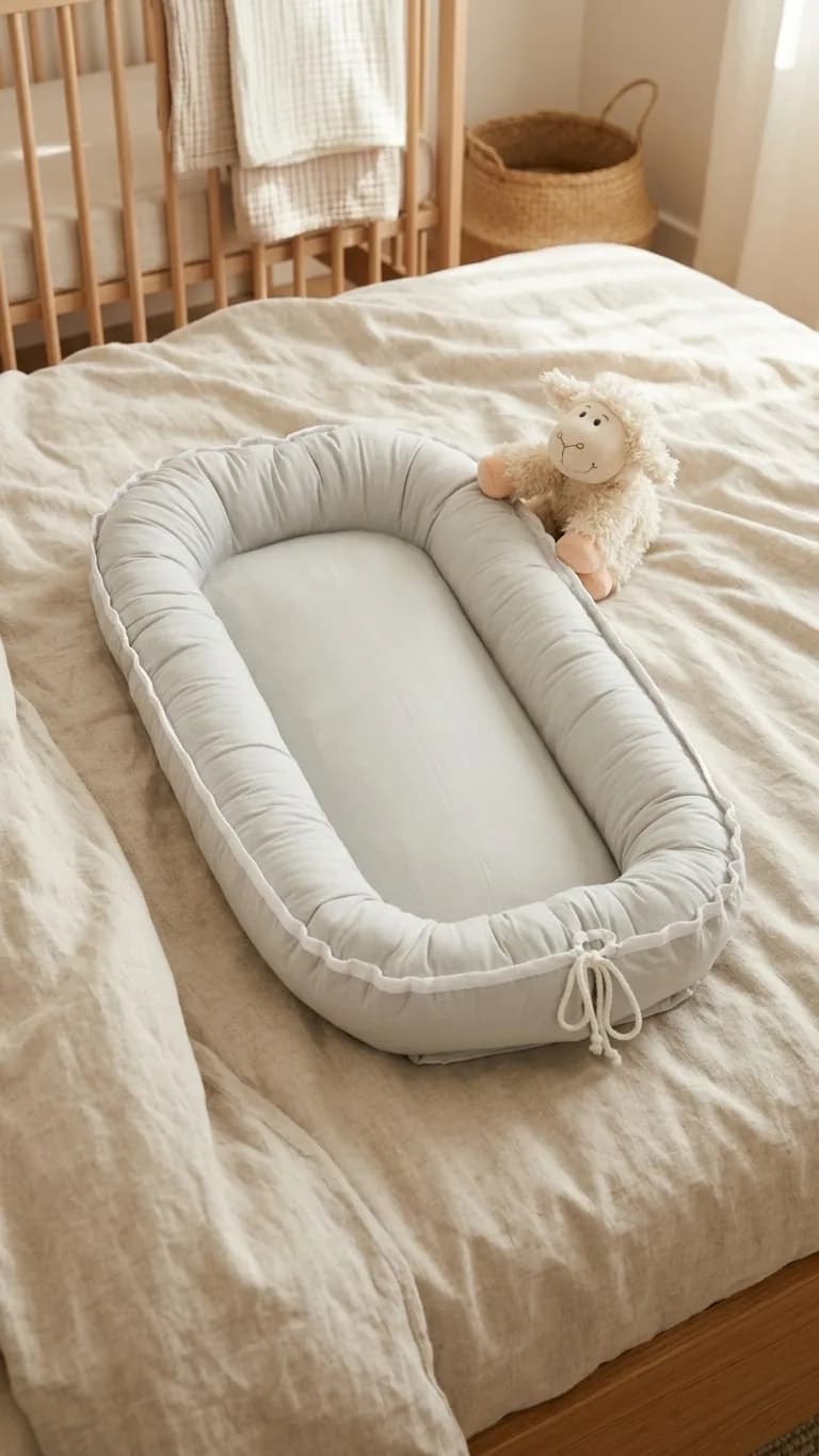 Oval yenidoğan beşik içi Babynest Gri