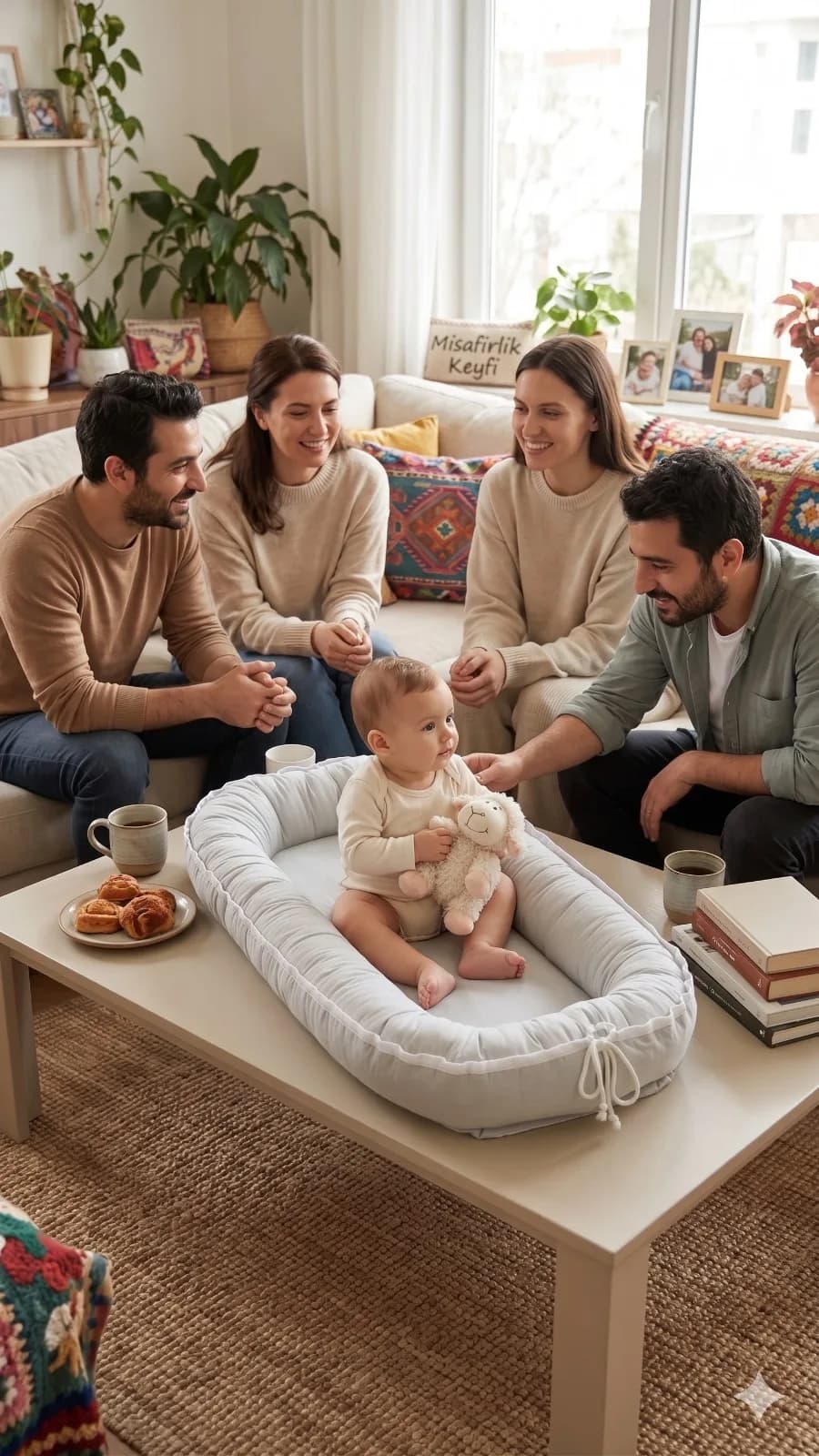 Oval yenidoğan beşik içi Babynest Gri