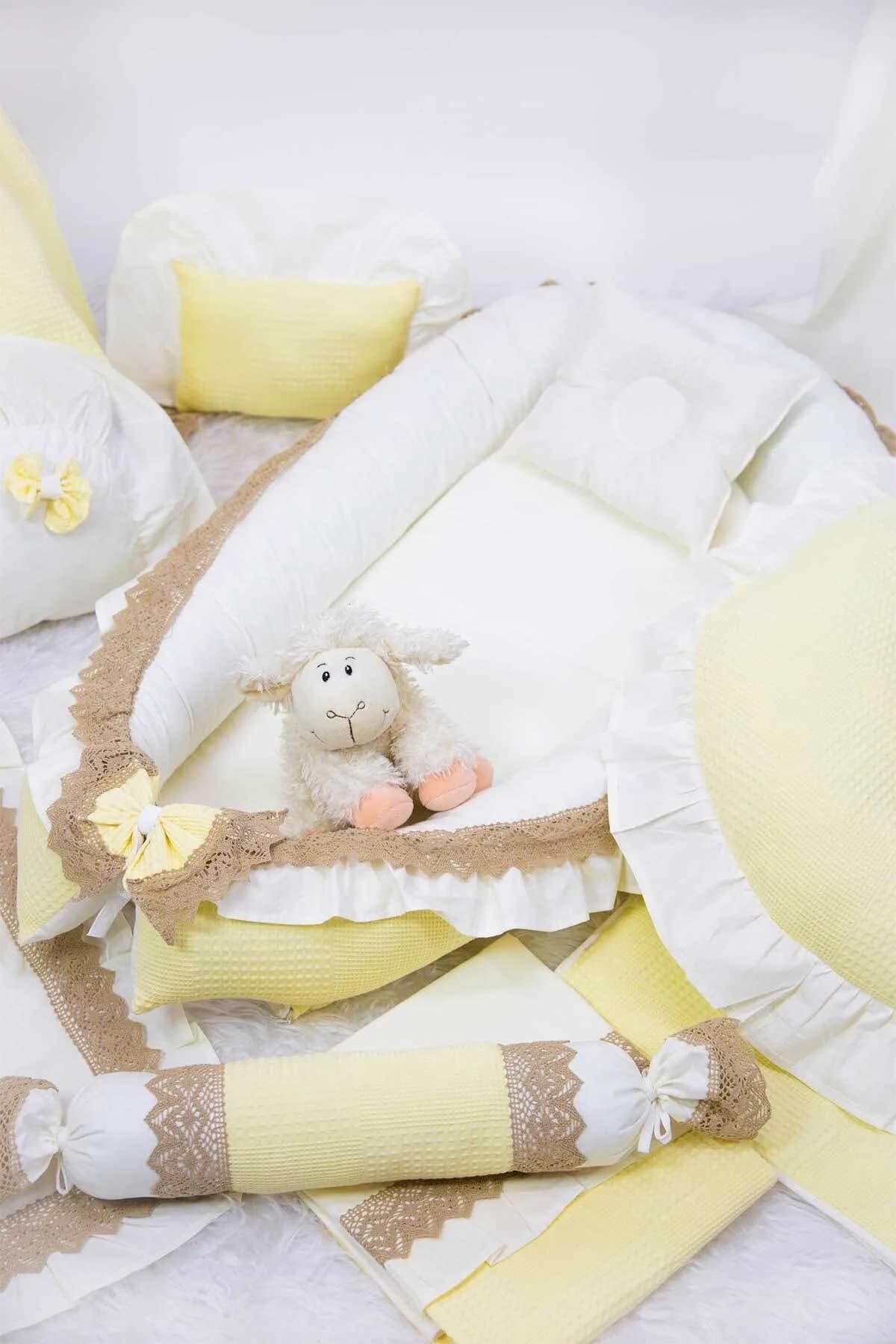 Full Ozel Set Firfirli Pike Ve Dantelli Sari BabyNest