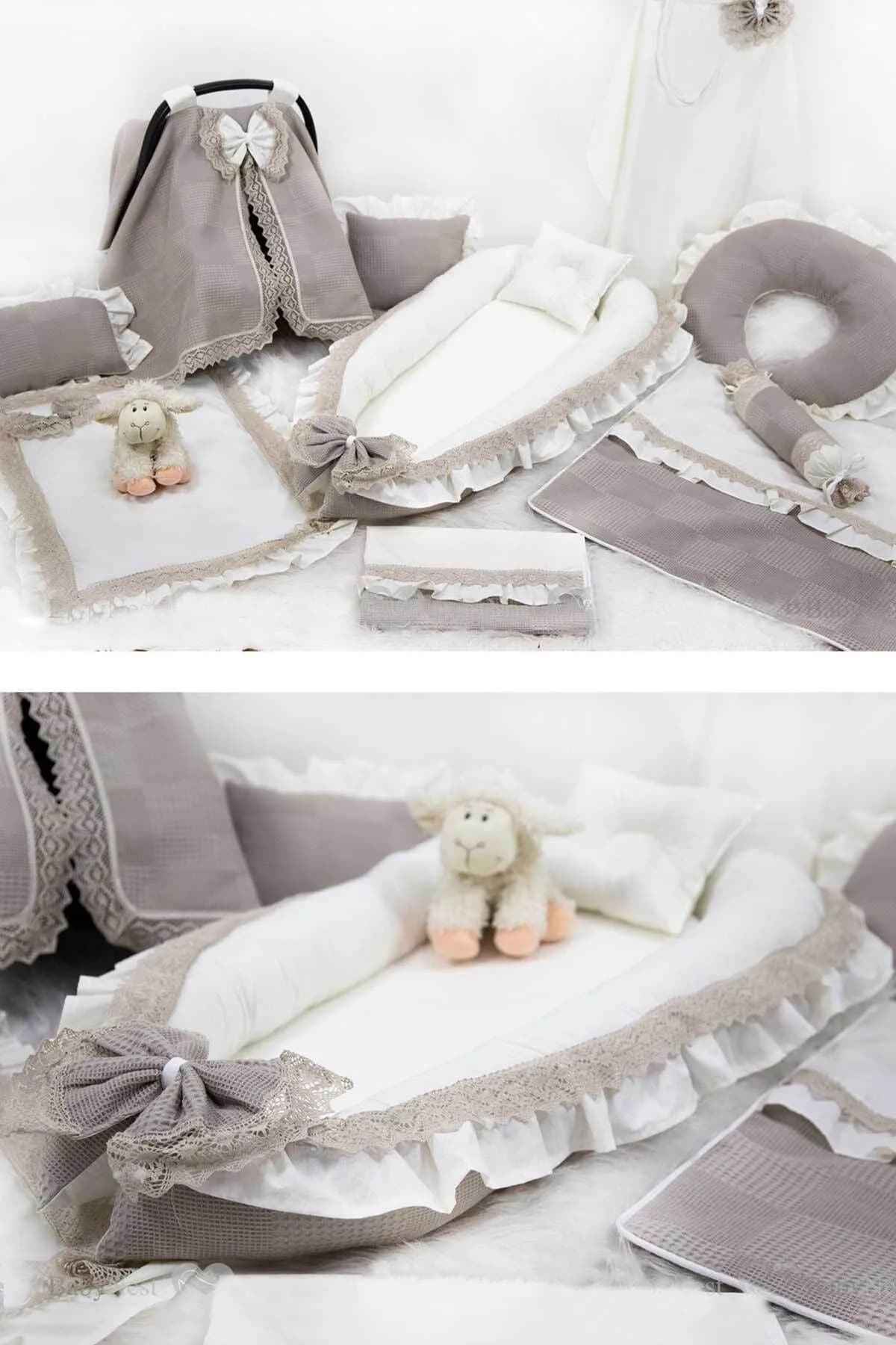 Full Ozel Set Firfirli Pike Ve Dantelli Tas Rengi BabyNest