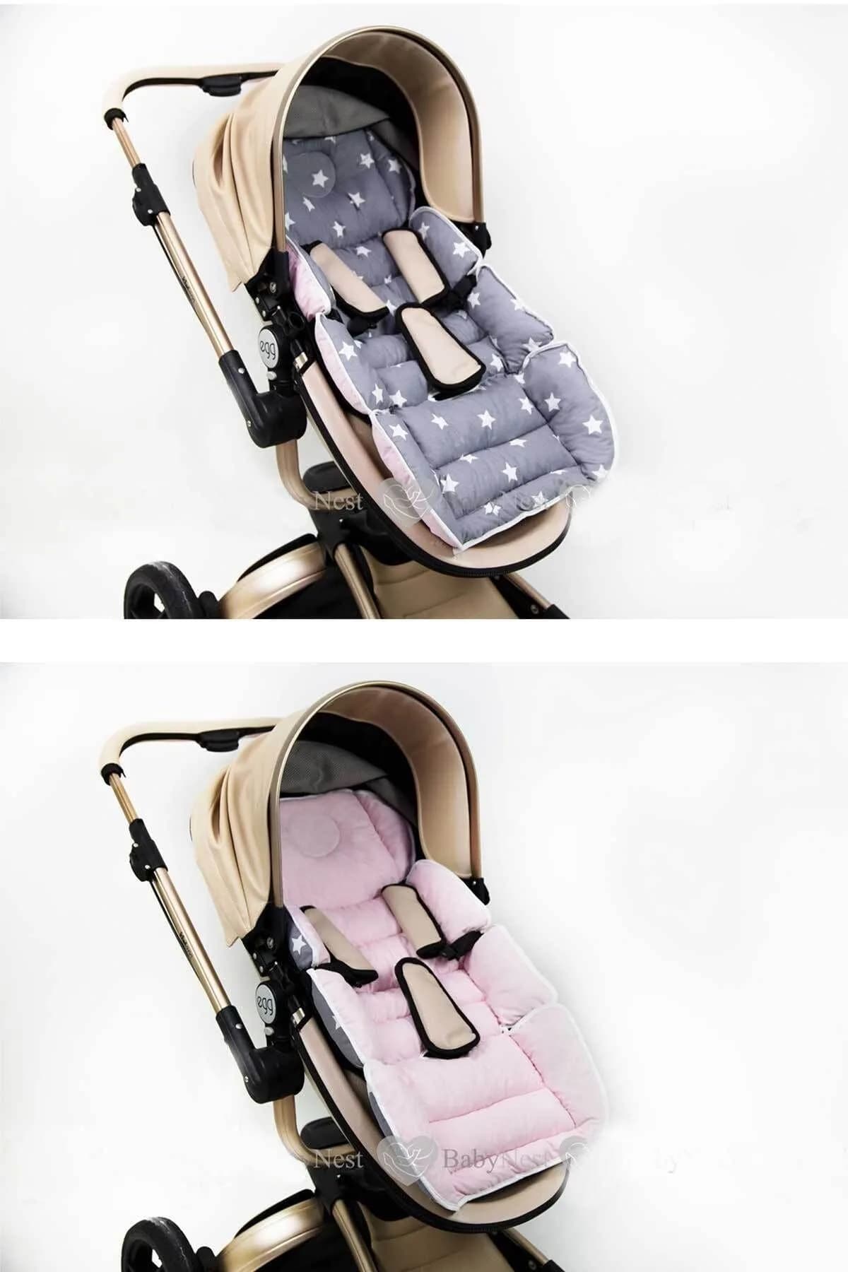 Bel Destekli Araba Minderi Pembe Ve Gri BabyNest