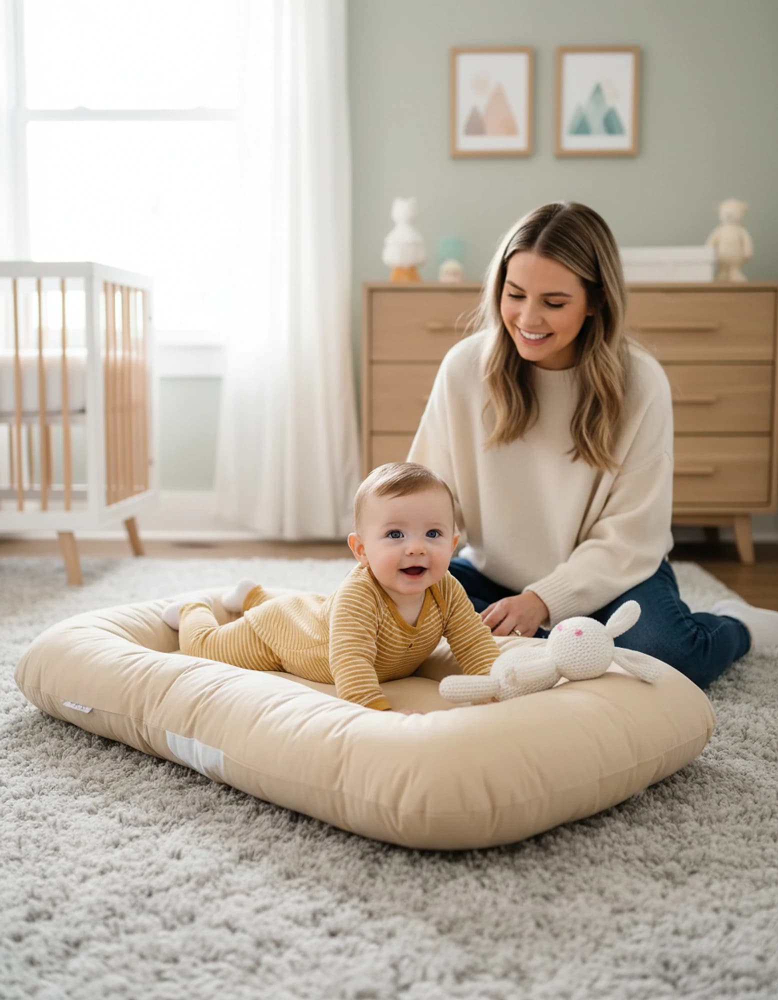 Oval Bebek Yataklari - Yatagi Duz Renkler BabyNest görsel 2